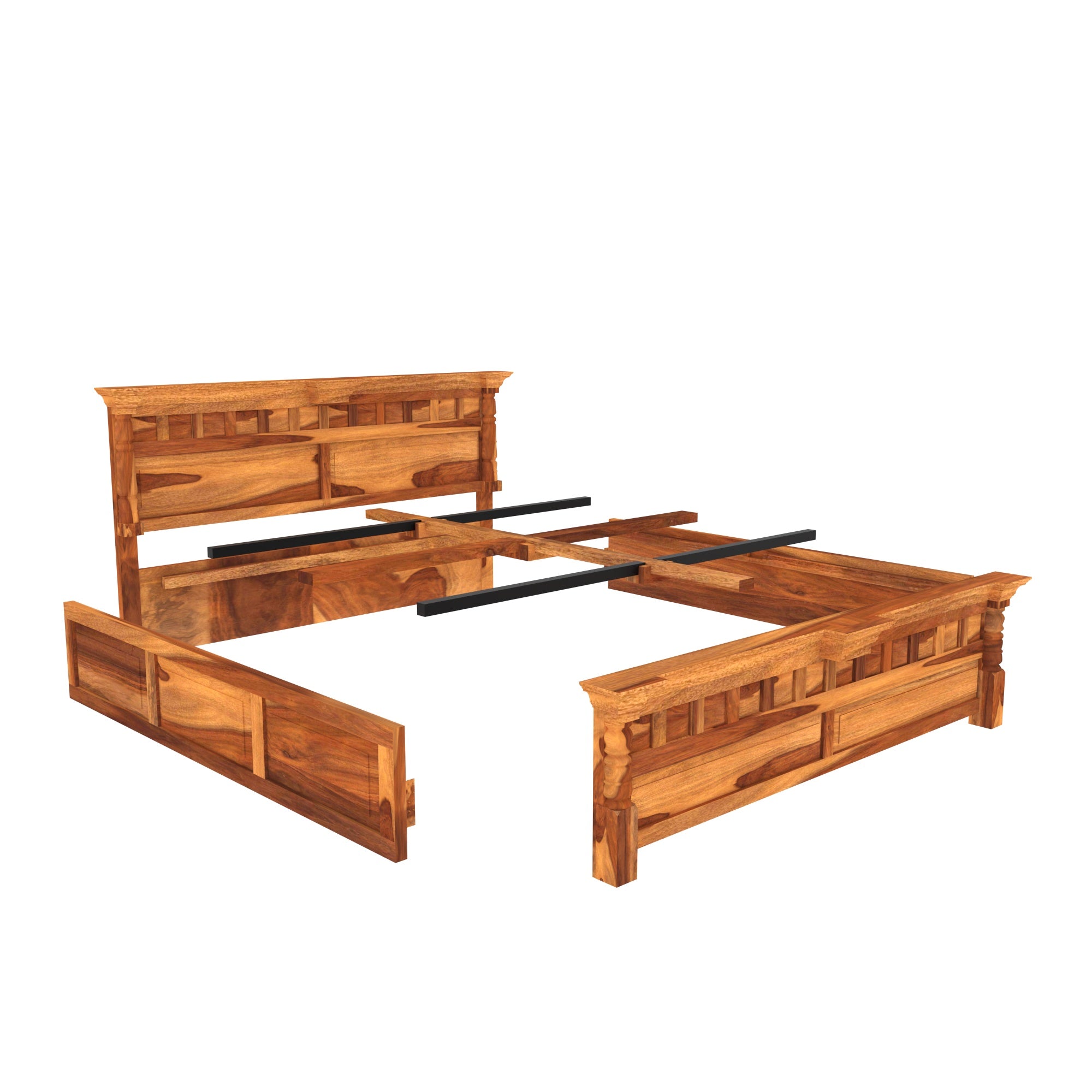 Solid Wood Bed in Light Brown Finish (Sheesham wood) Bed