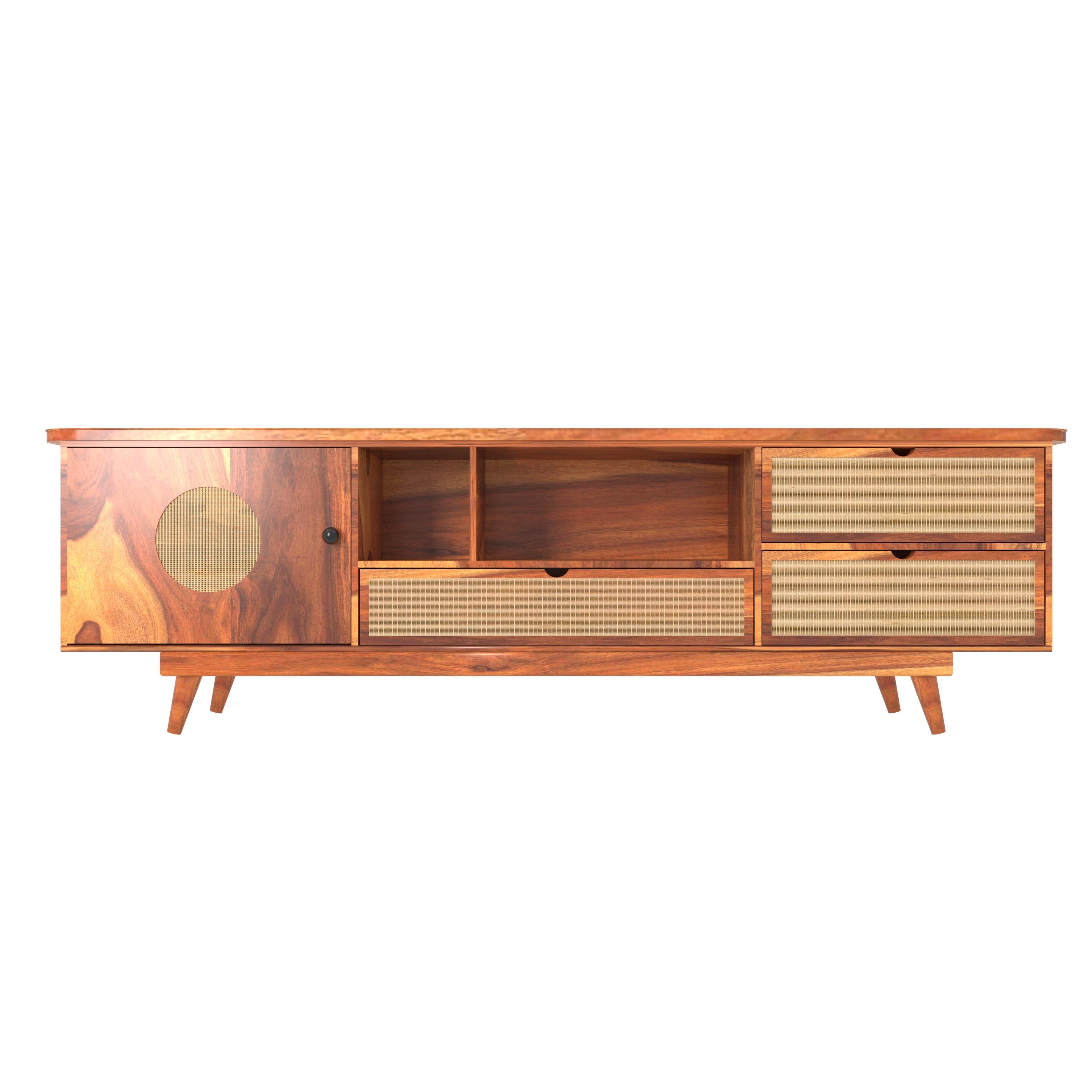 Antique Retro Light Finish Handmade Wooden Multistorage TV Stand for Home Tv stand