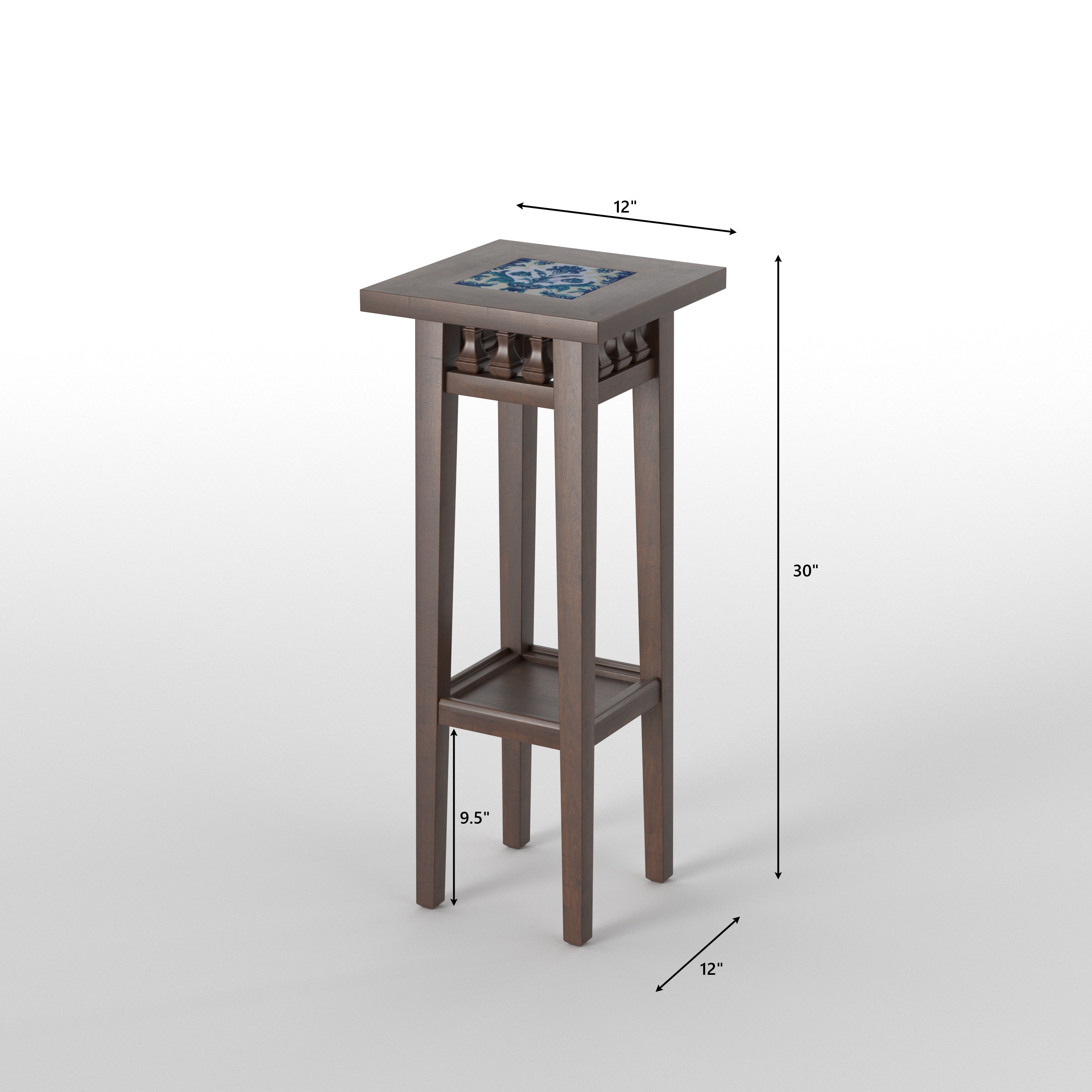 Heritage Tile Inlay Pedestal Stand End Table
