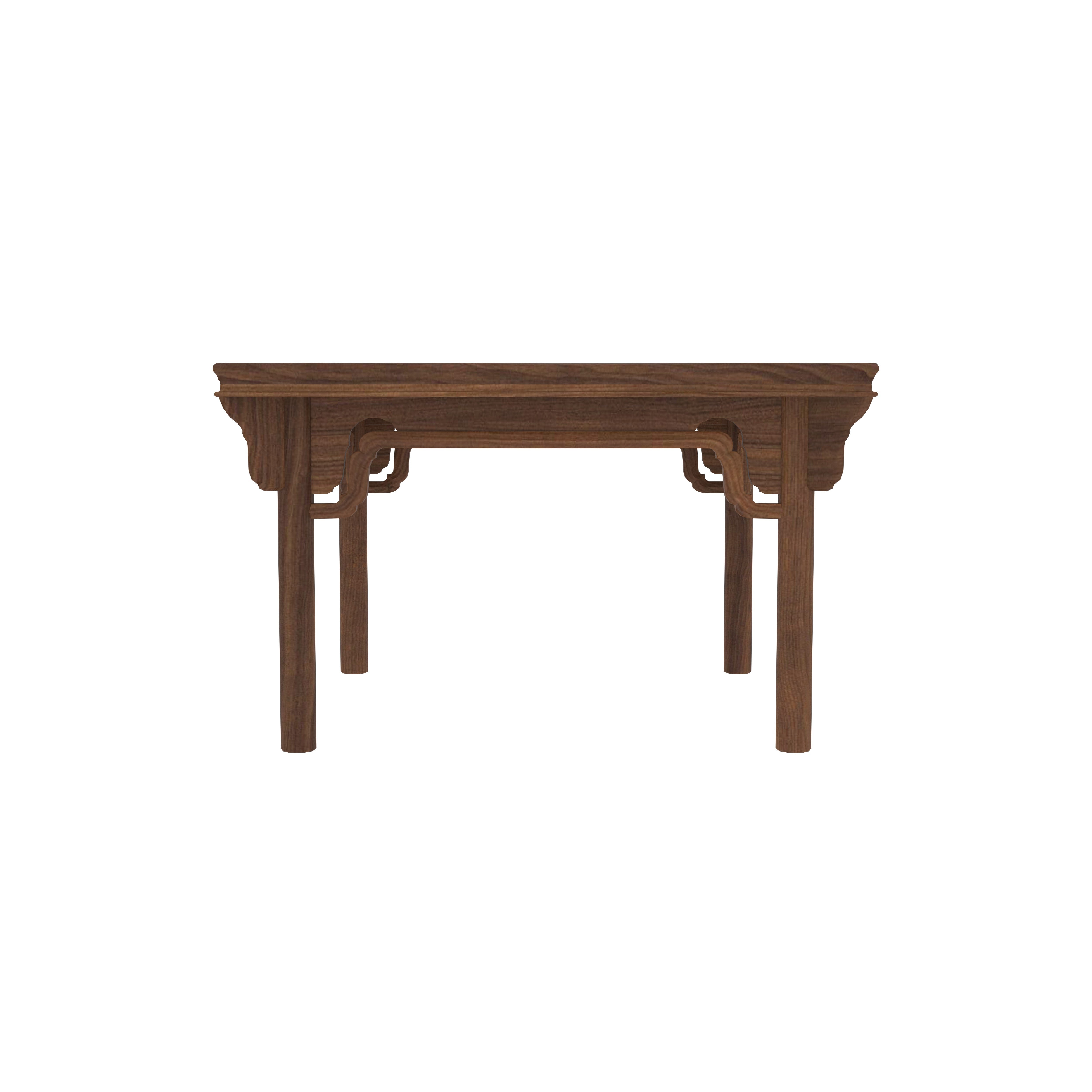 Japanese Style Low Height Dining Set - 4 Seater Walnut Table with Turquoise Upholstered Chairs Dining Set