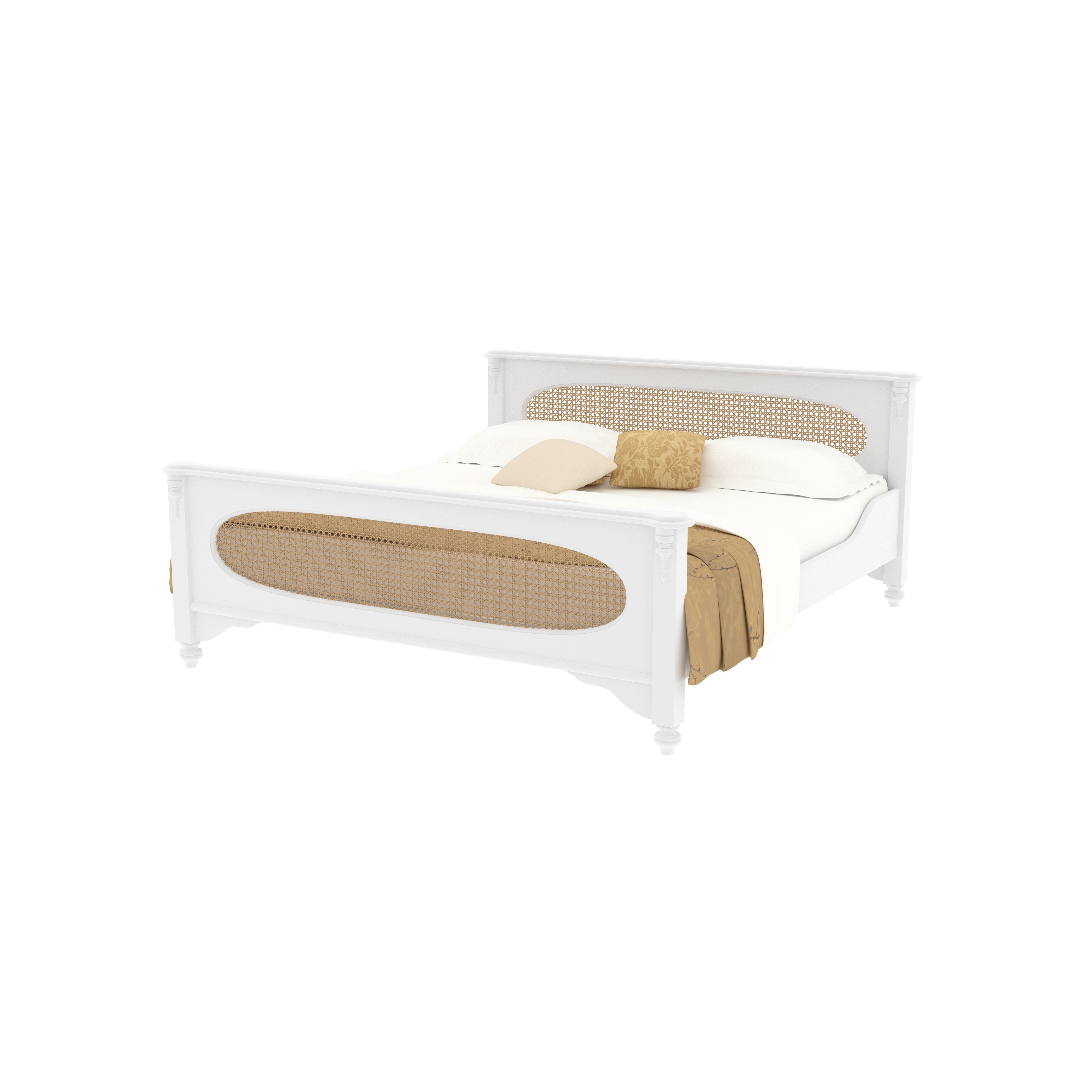 Vienna Traditional Bed with Cane Panels Bed