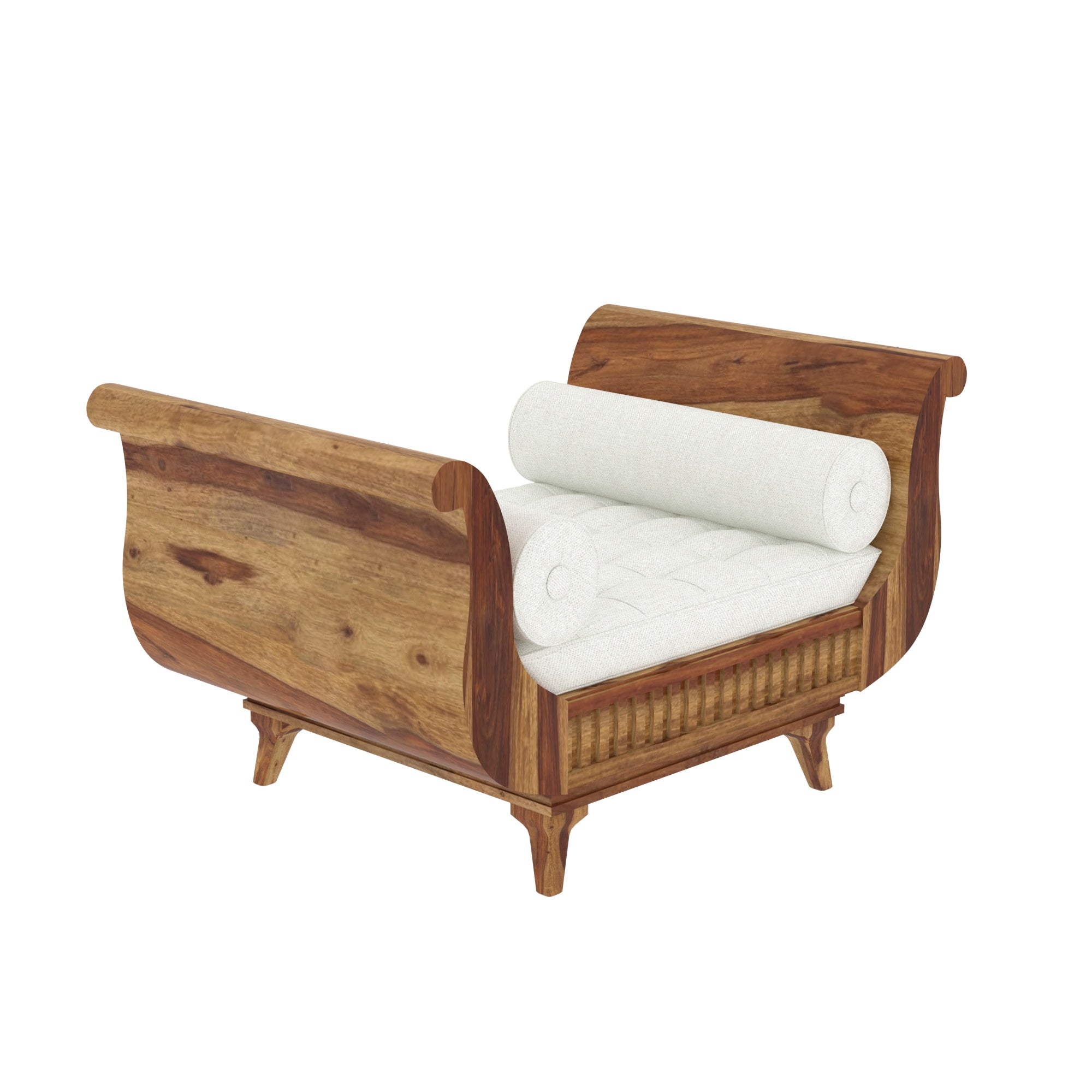 Realm Traditional Light Finished Single Seater Wooden Handmade Sofa Sofa