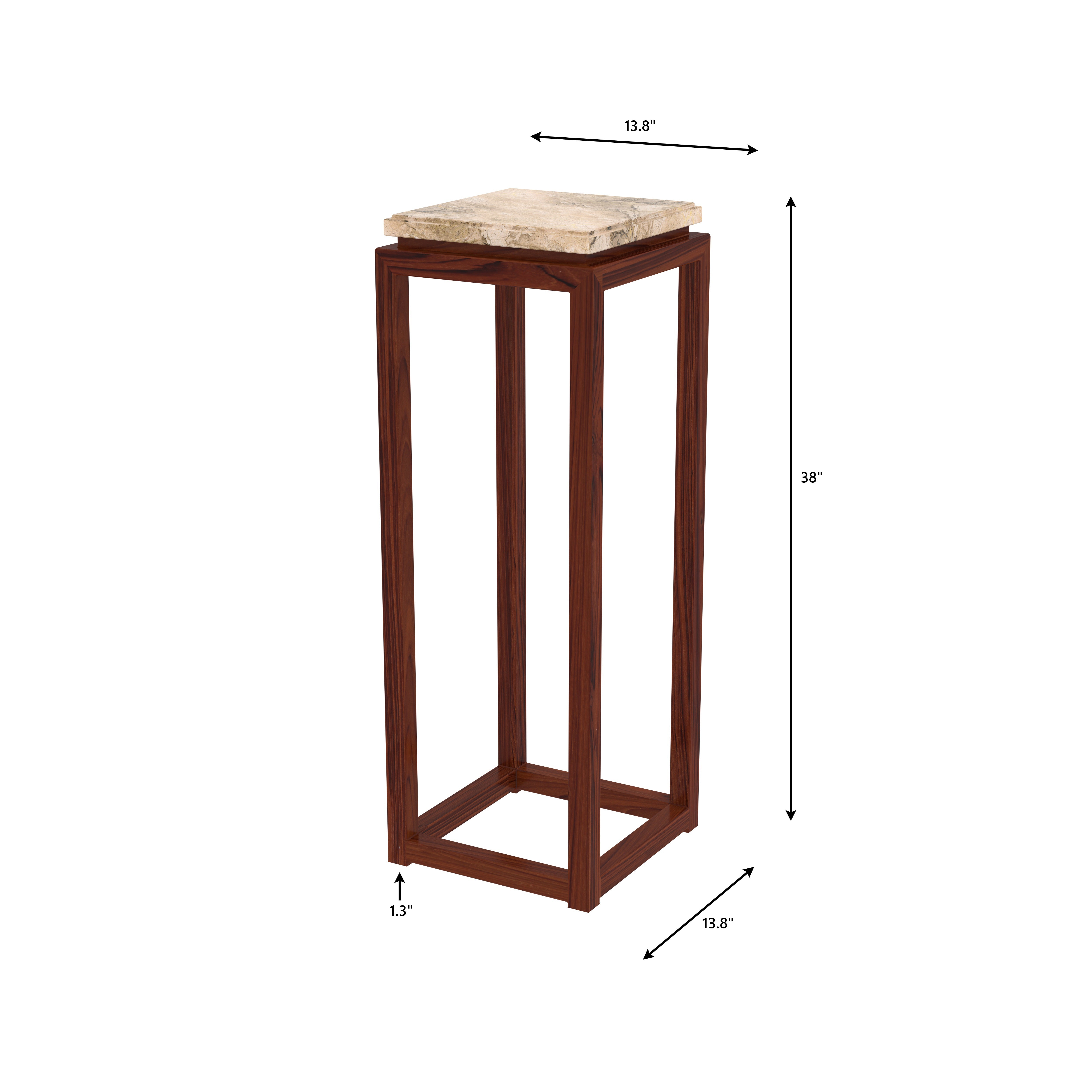 Tall Minimalist Pedestal with Contrasting Top End Table