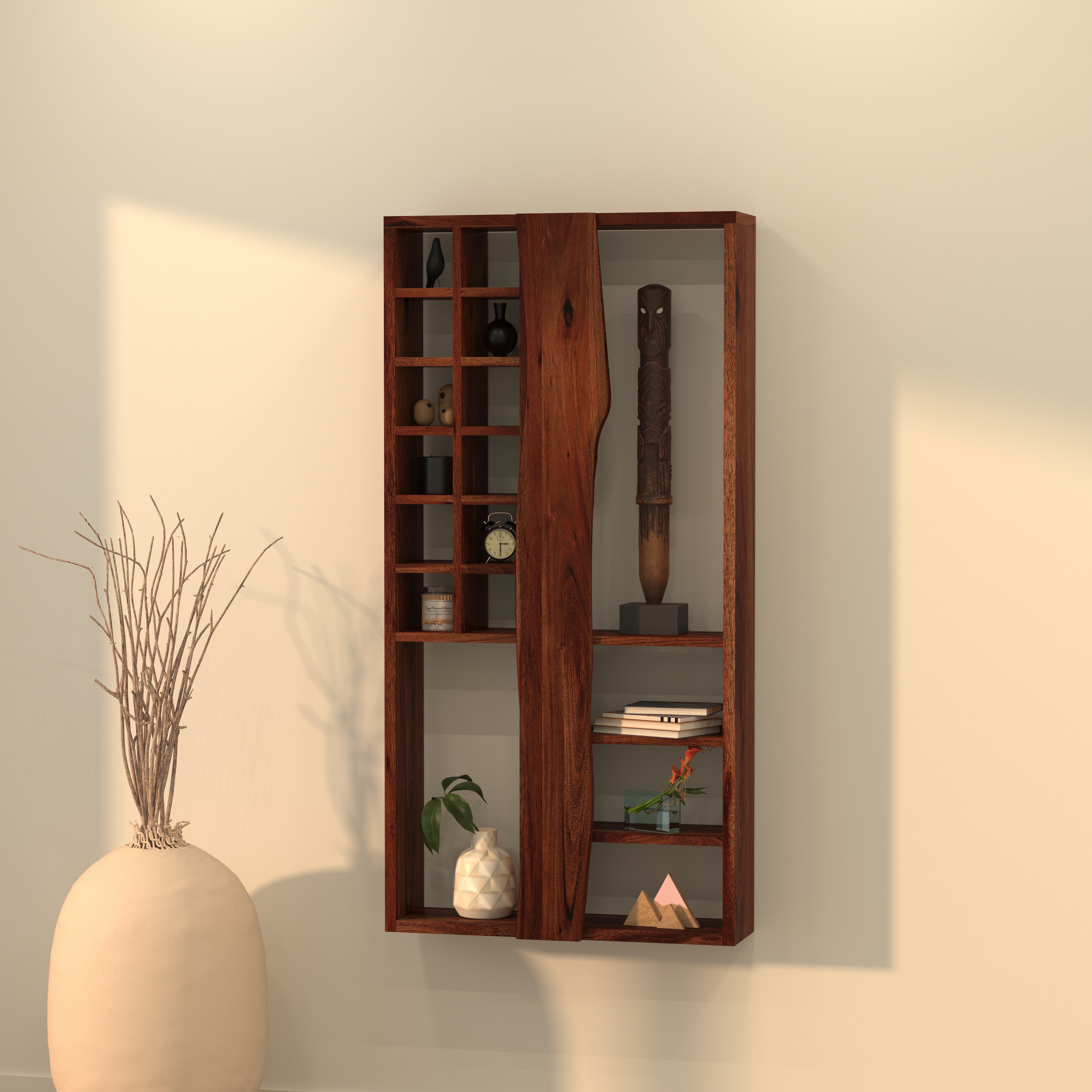 Wall-Mounted Display Shelf with Mixed Compartments Wall Rack
