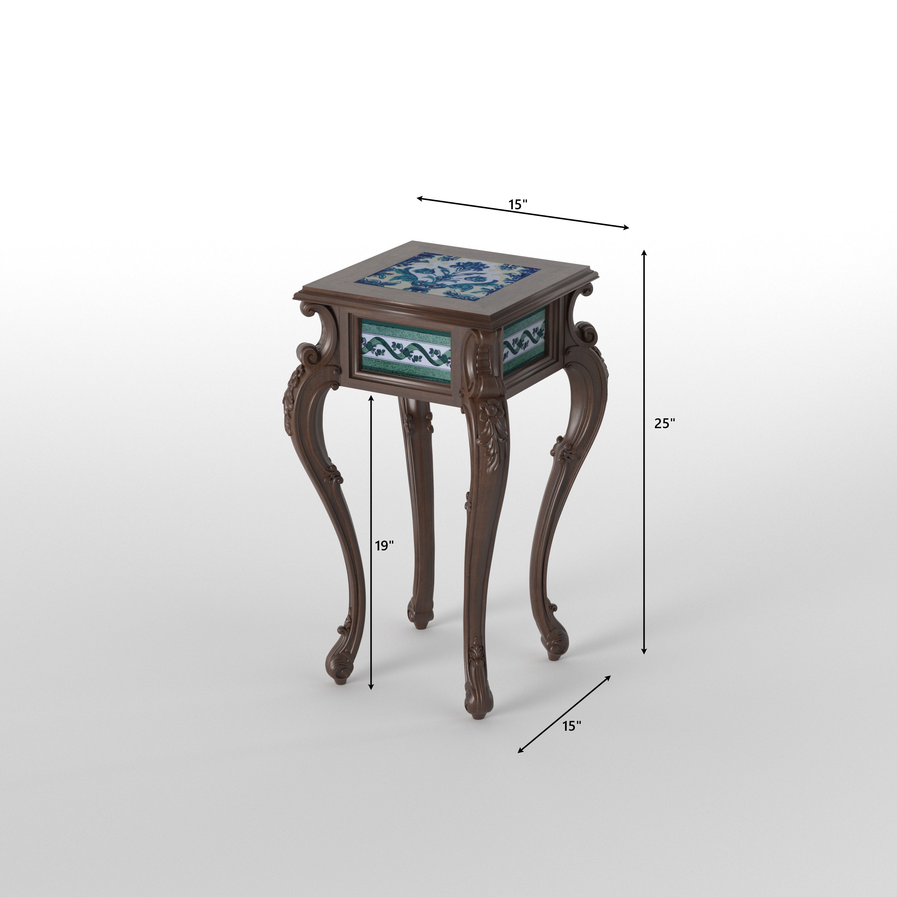 Royal Tile Inlay Accent Table End Table