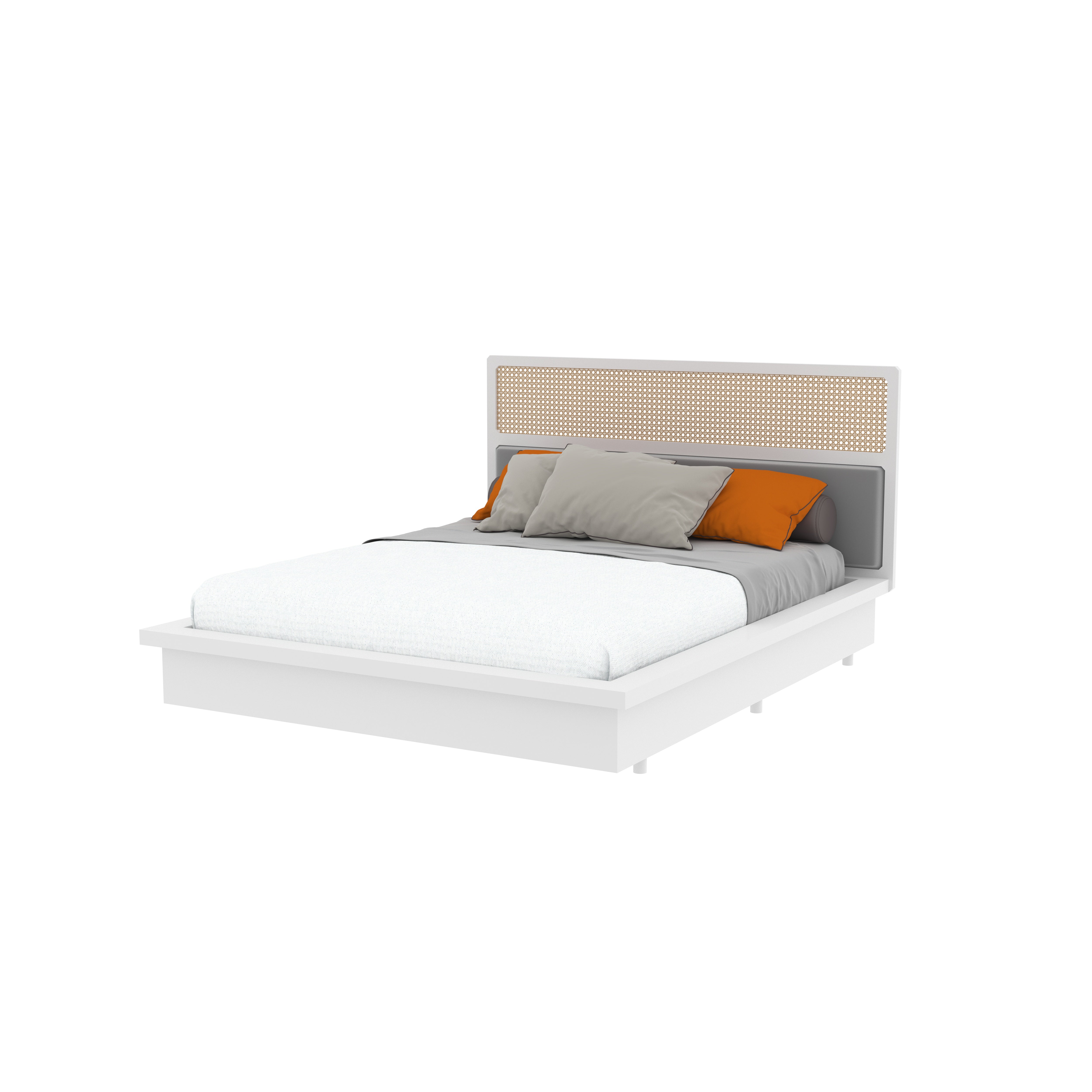 Paris Platform Bed with Cane Headboard Bed