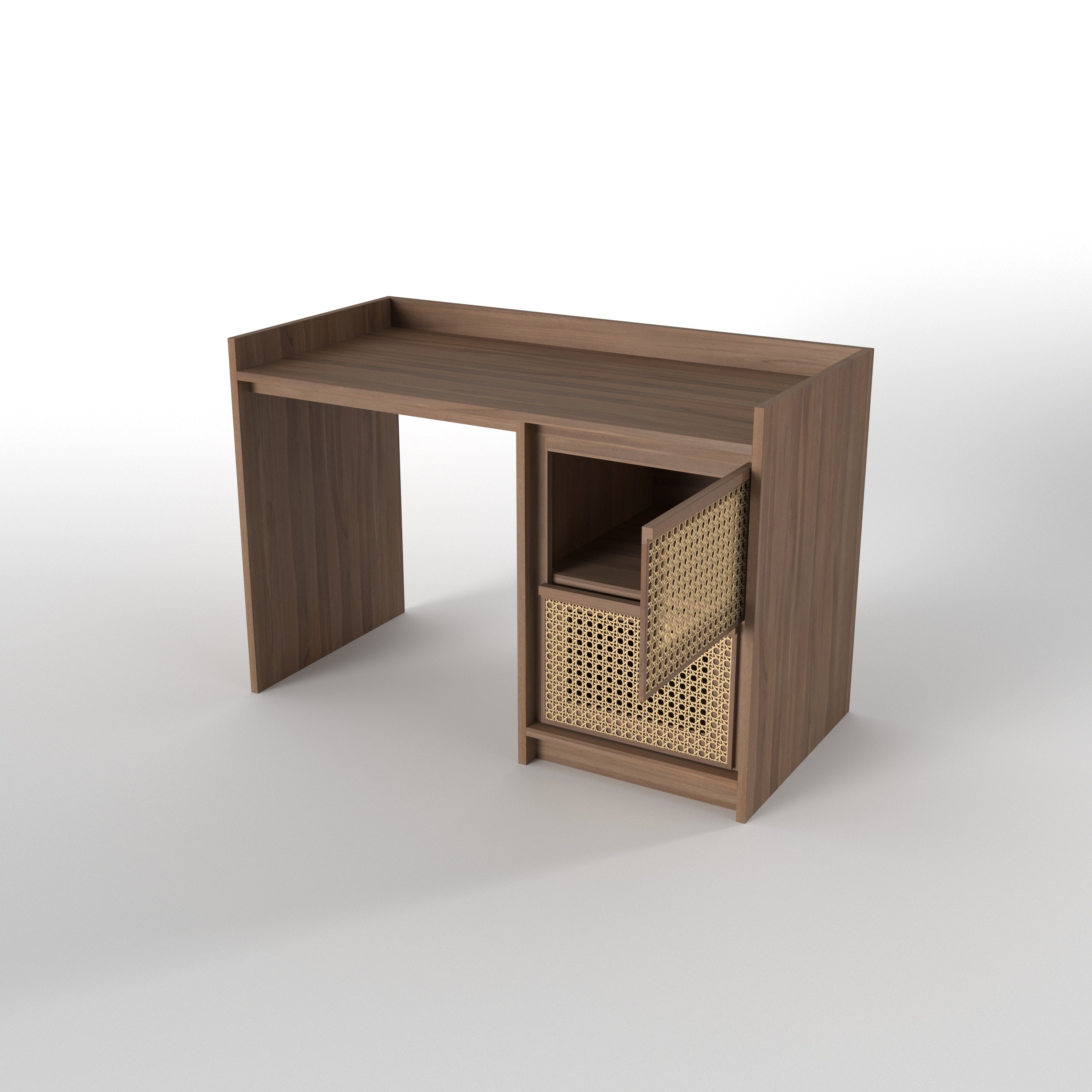 Modern Study Desk with Cane Drawer Storage Study Table