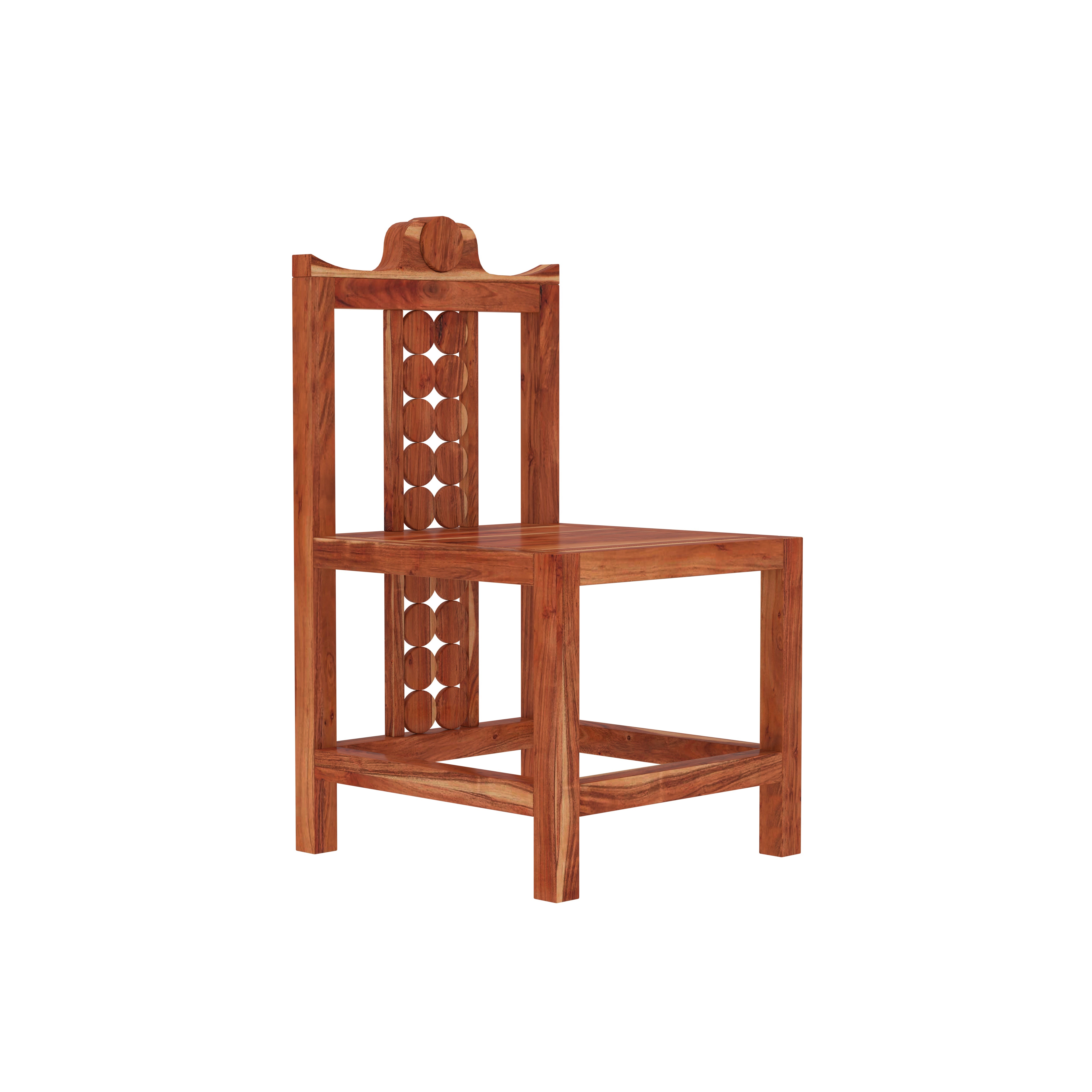 Traditional 4-Seater Wooden Dining Table Set with Decorative Backrest Design Dining Set