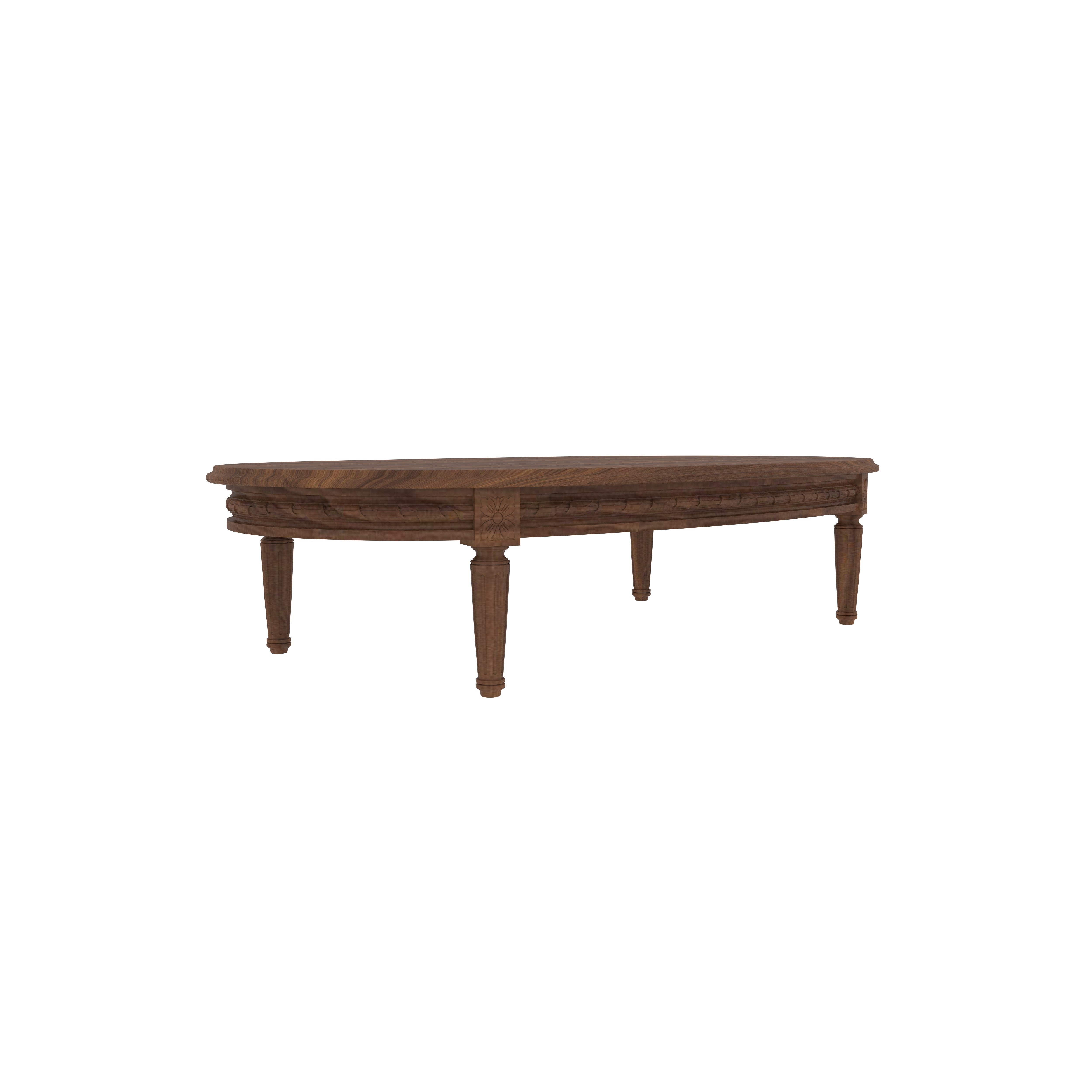 Ornate Round Wooden Dining Table with 6 Carved Chairs Set Dining Set