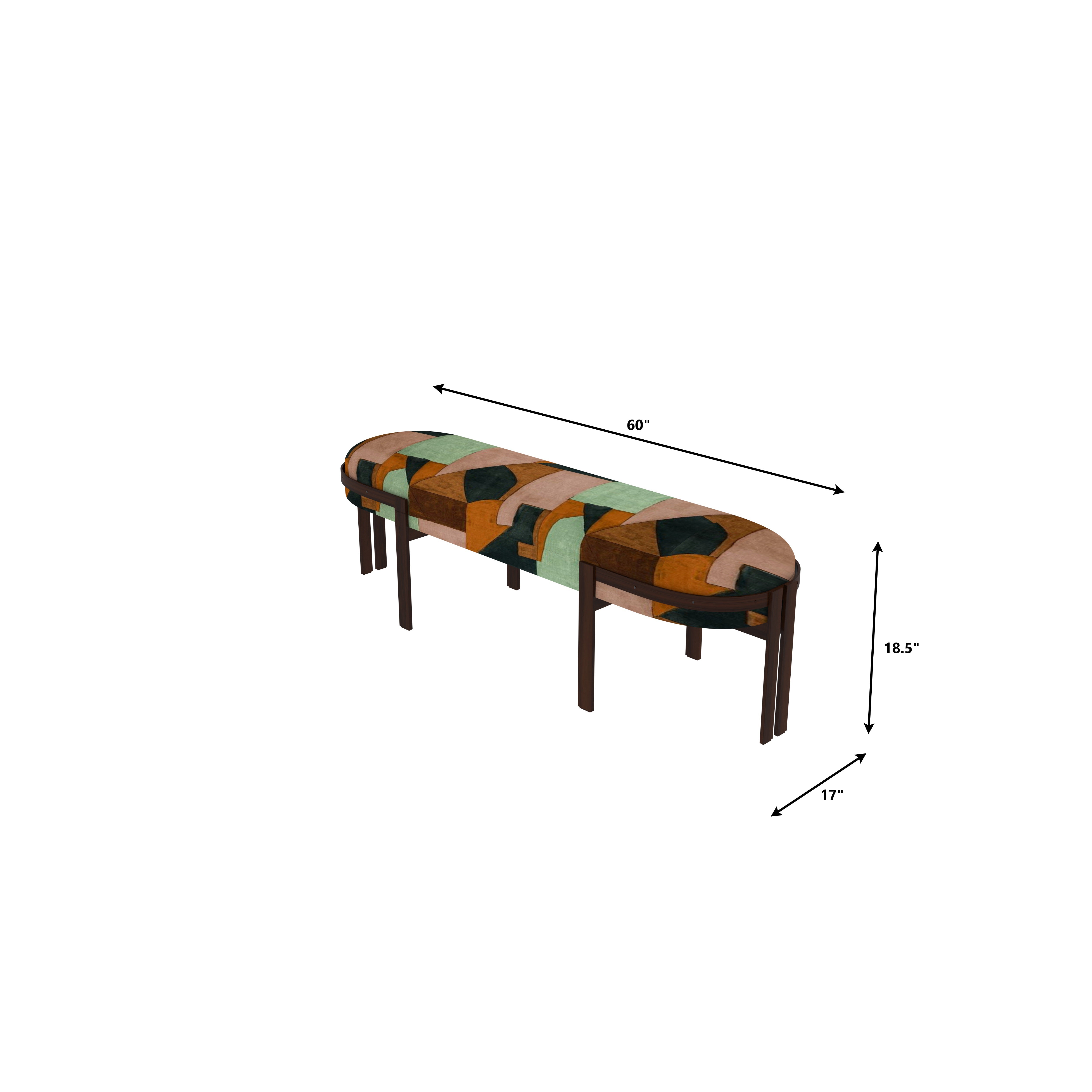 Modern Upholstered Bench with Geometric Patchwork Design Bench