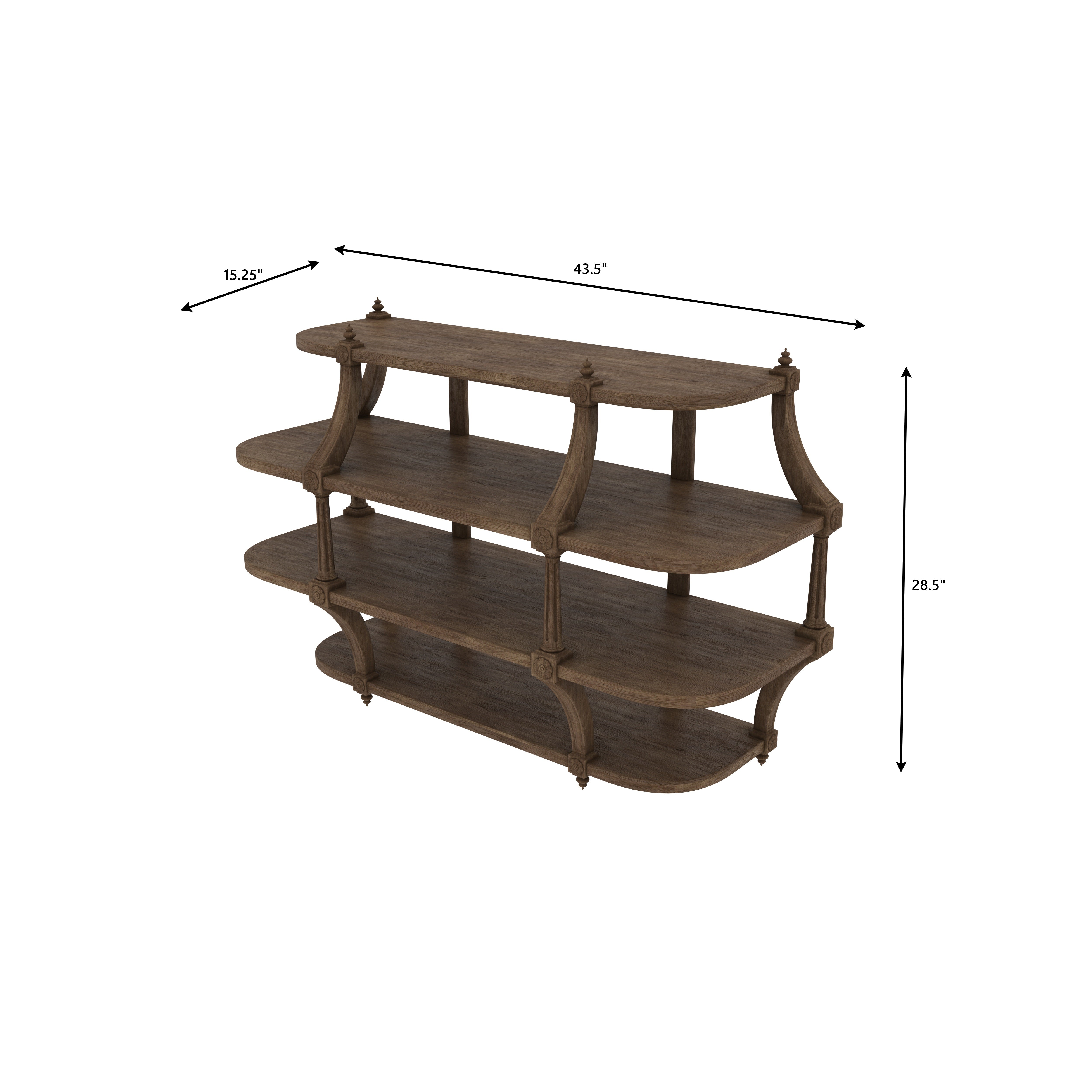 Vintage Curved Wooden Wall Shelf – 4-Tier Open Storage Unit Wall Rack