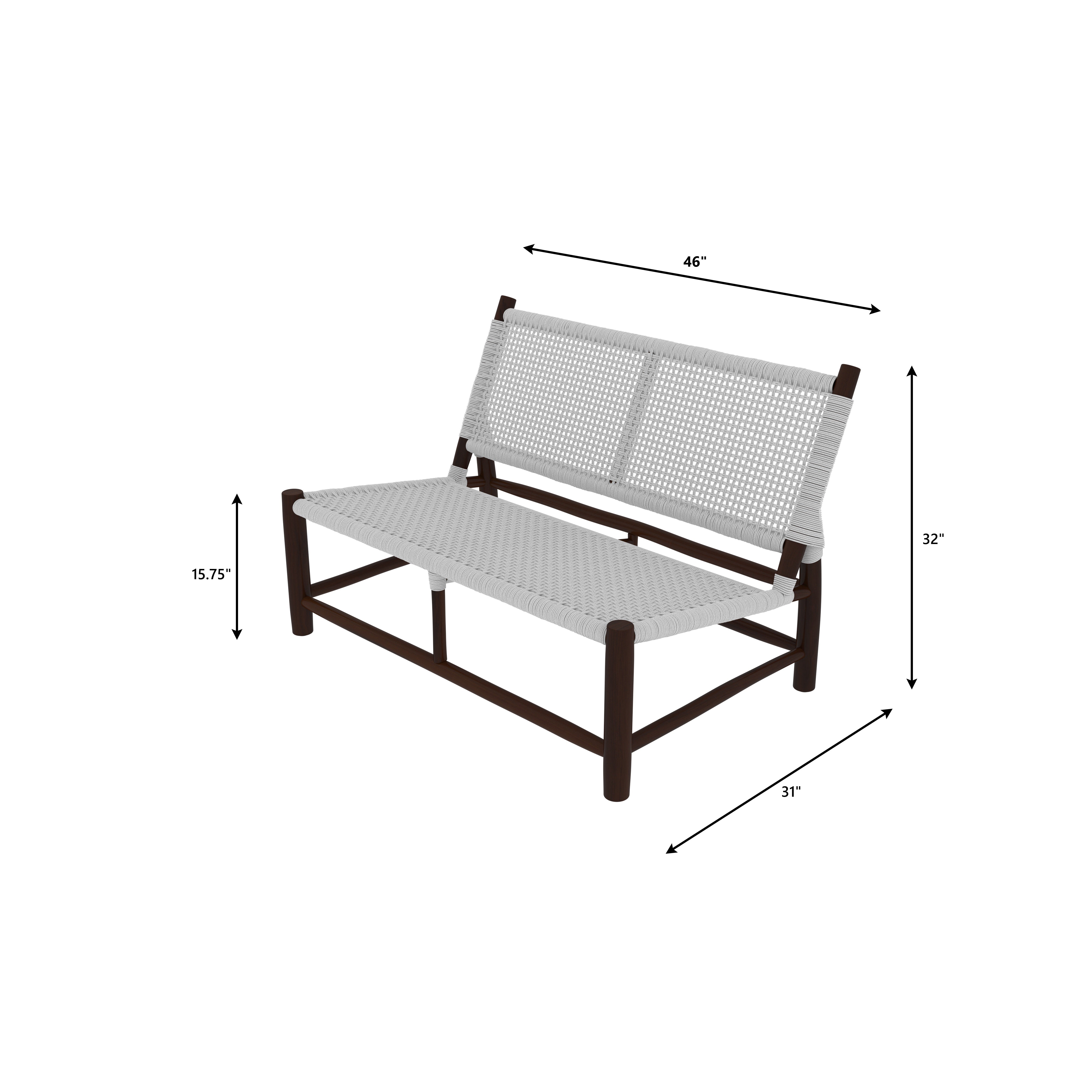 Contemporary Woven Rope Wooden Bench | Minimalist 2-Seater Lounge Chair Bench