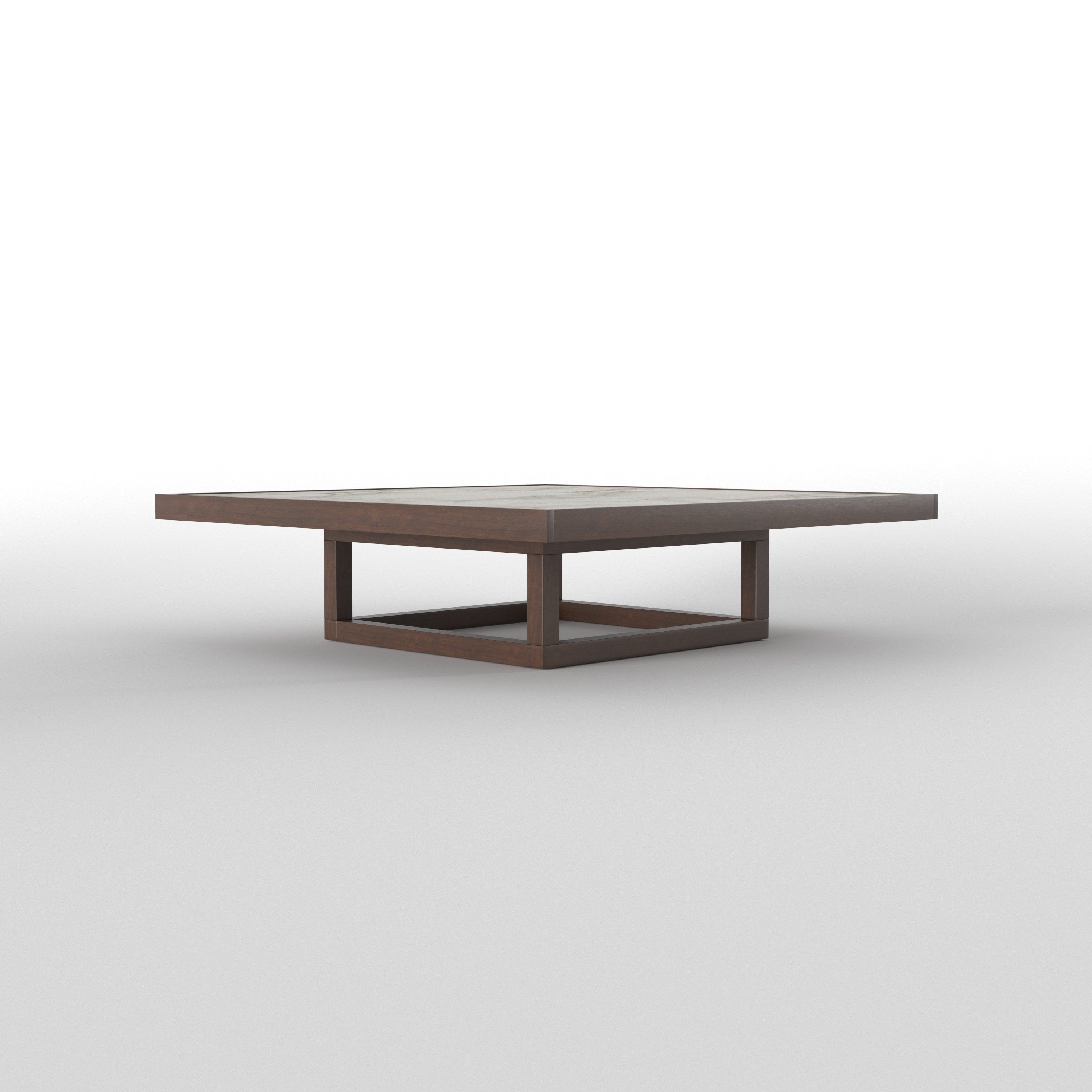 Square Dining Table with Sculpted Low-Profile Seating