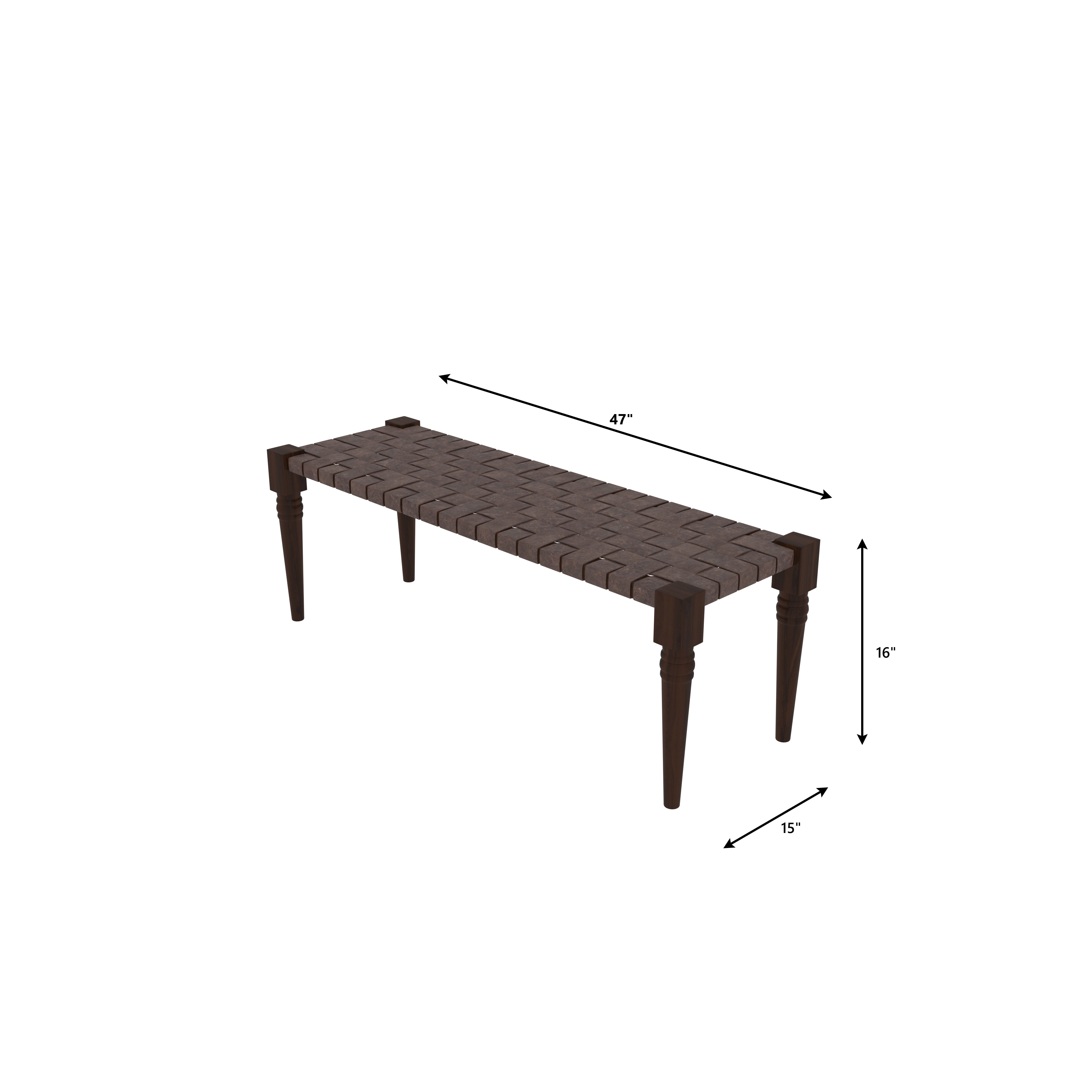 Traditional Wooden Woven Bench with Tapered Legs Bench