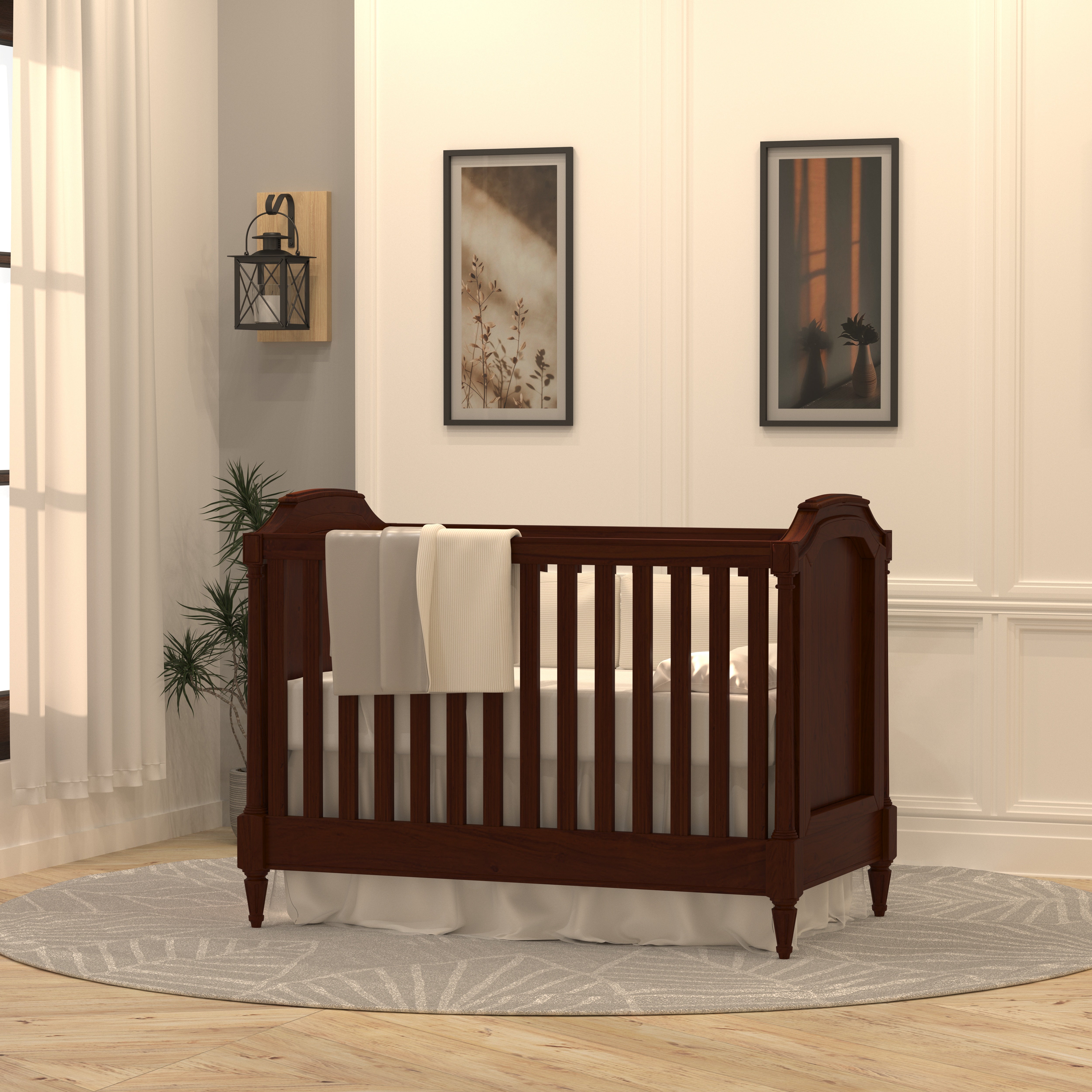 Antique Richard Brown Finished Wooden Handmade Cradle Cradle