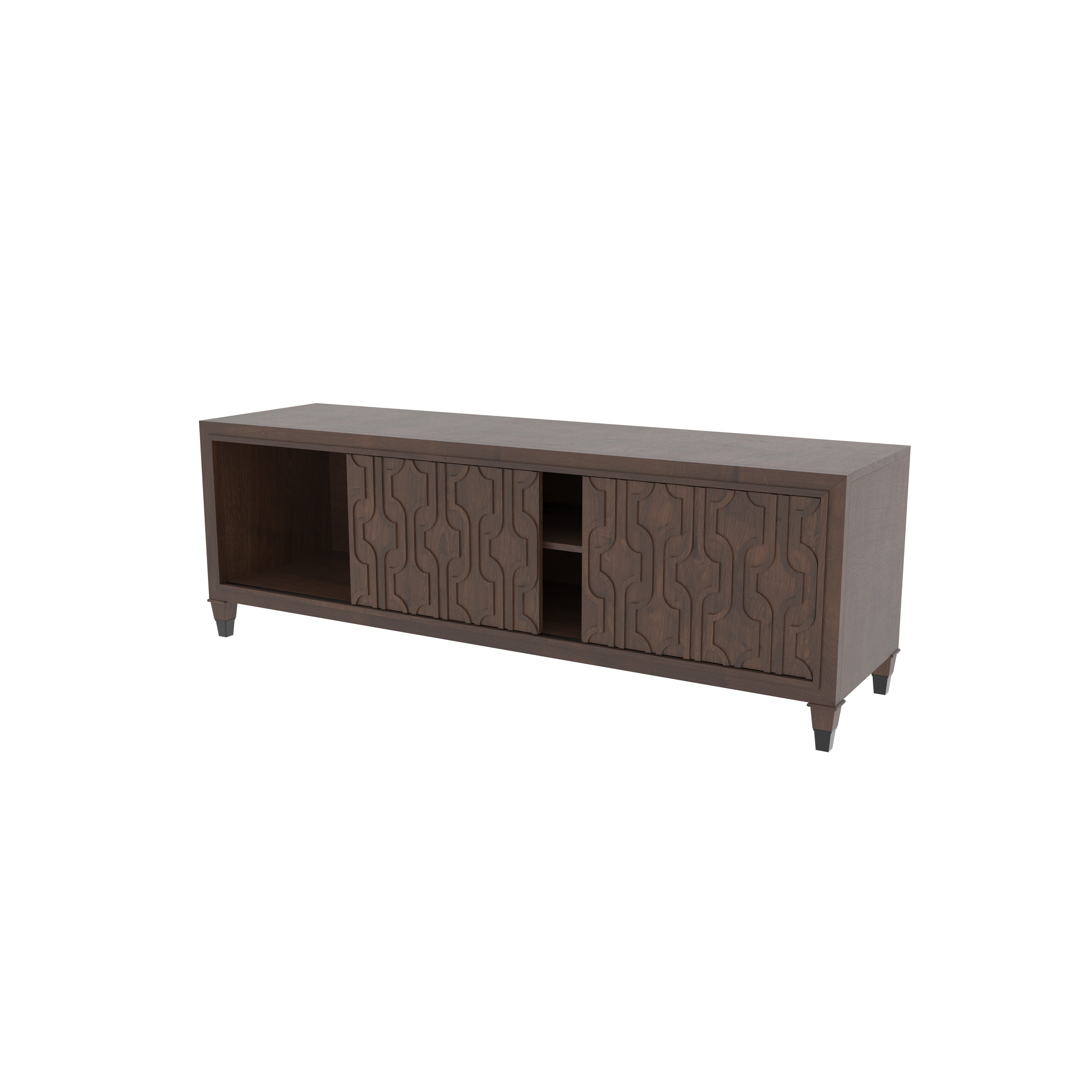 Moroccan-Inspired Wooden TV Stand - Decorative Panel Entertainment Console Tv stand