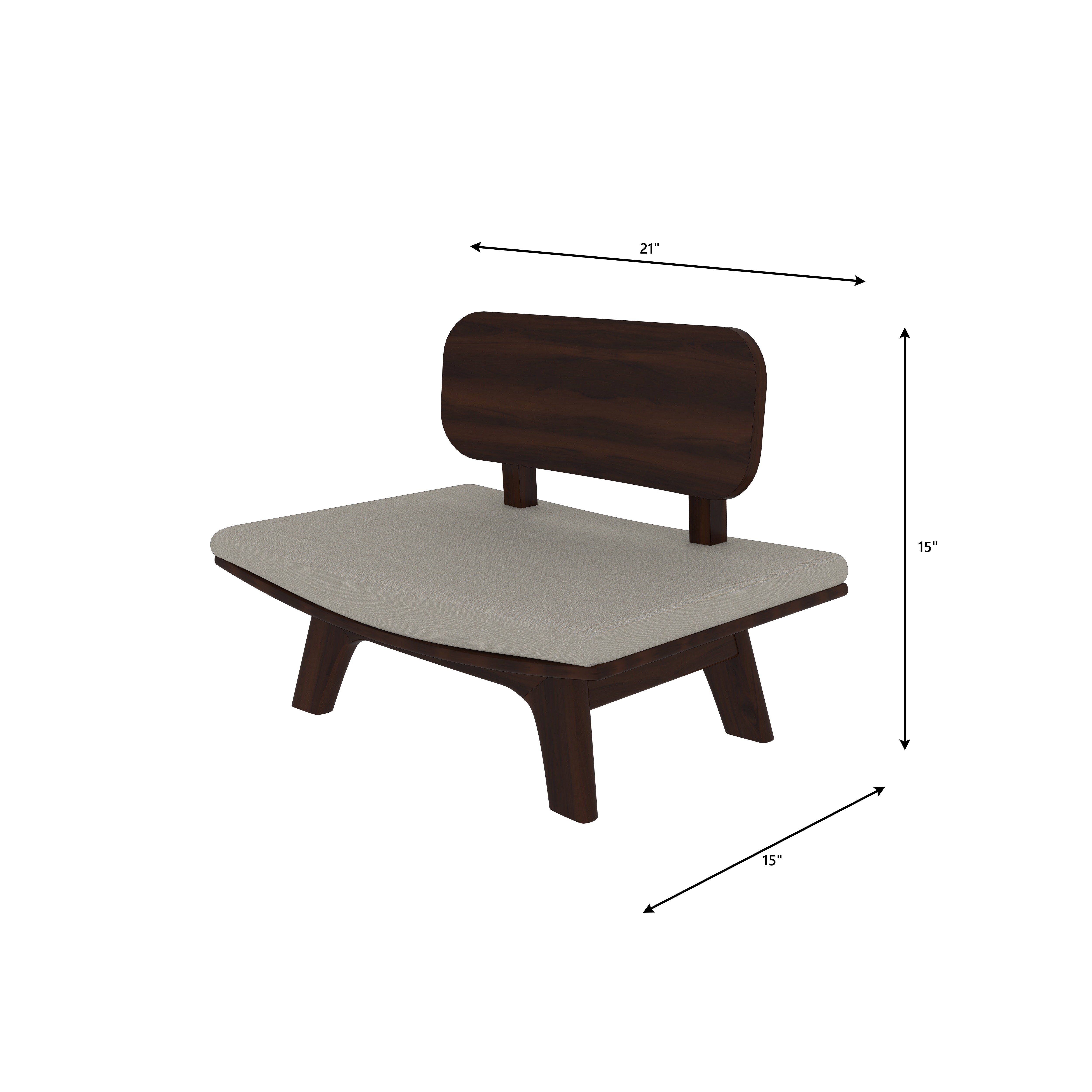 Modern Low-Height Dining Set - Dark Wood Table with Grey Upholstered Chairs (6 Seater) Japanese Dining Set