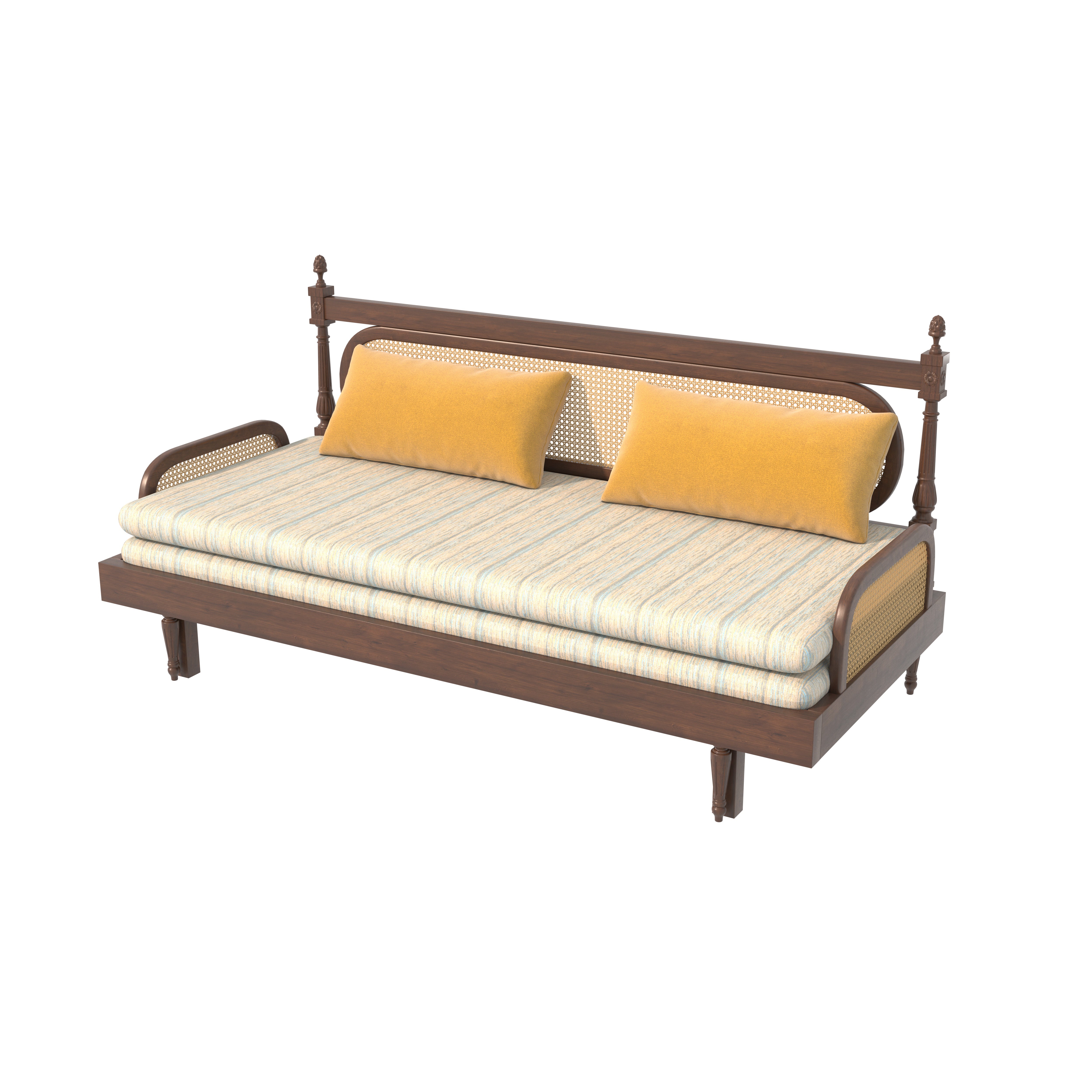 Elegant Cane-Style Day Bed with Cushioned Backrest for Indian Homes Sofa cum bed