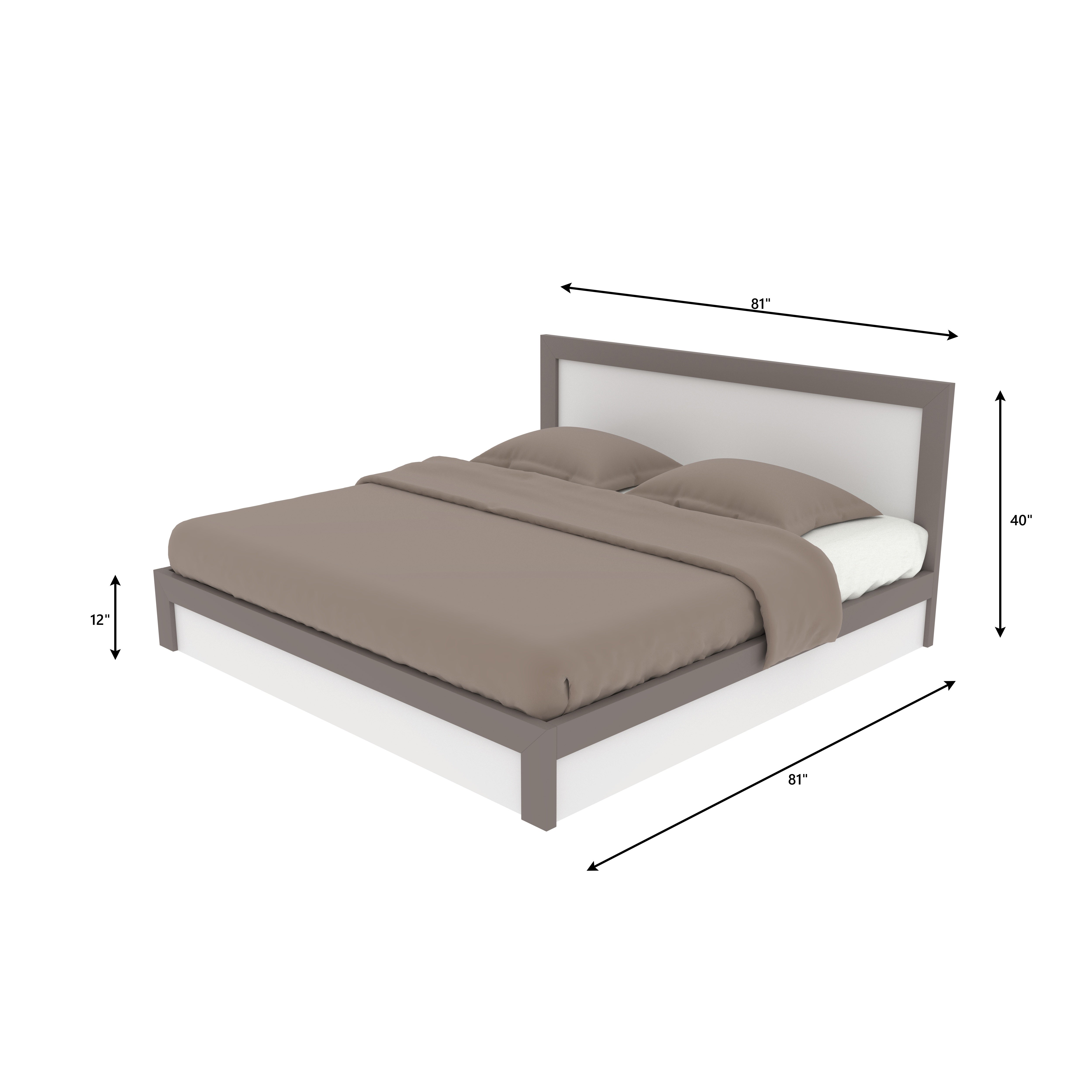 Modern King Size Bed with Cushioned Headboard Bed