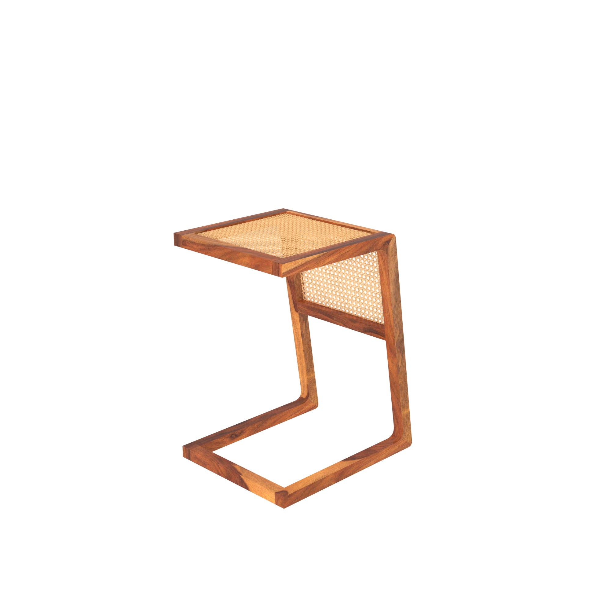 Vintage Decent Soft Cane Finished Wooden Handmade C Table C Table