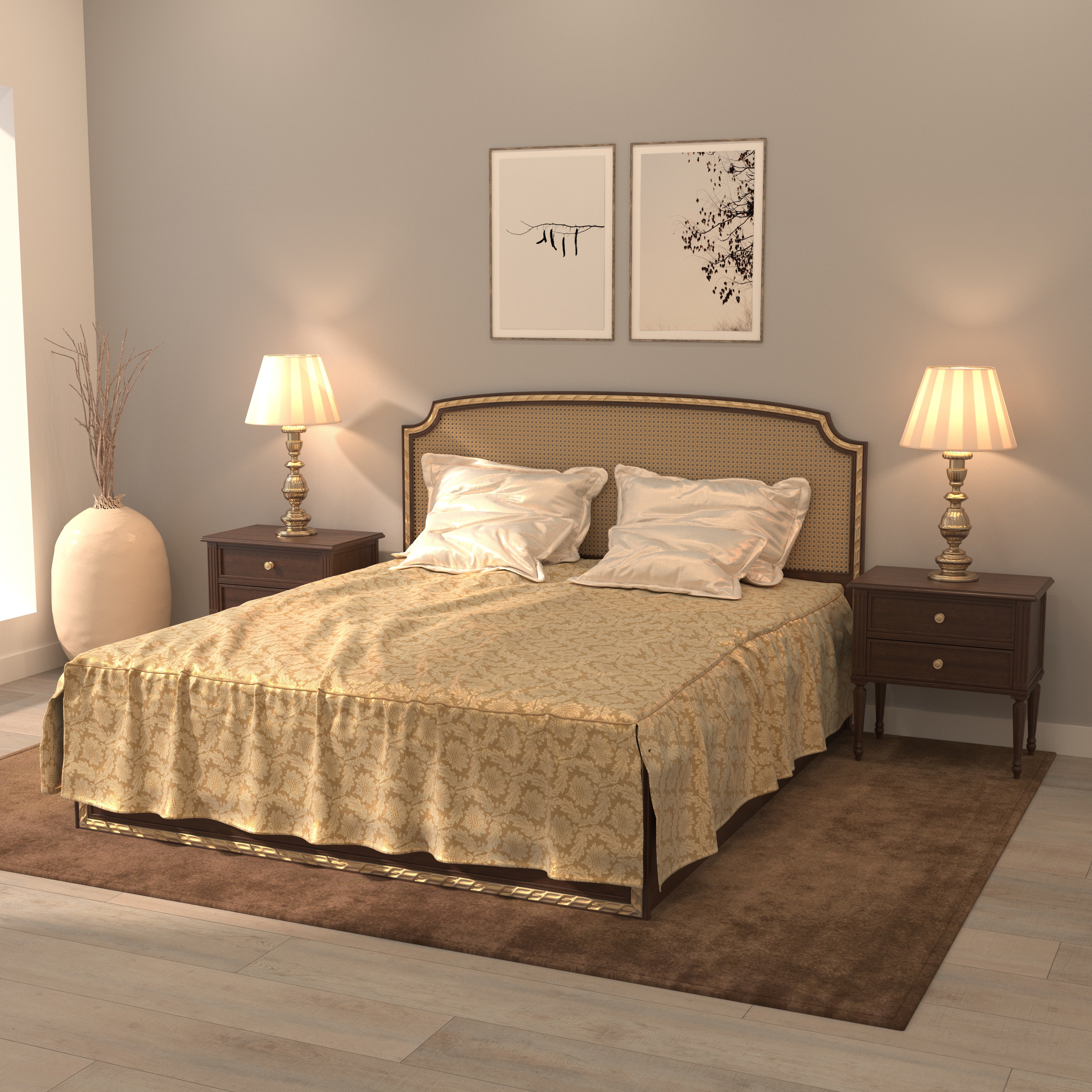 Storage Bed with Cane Headboard and Drawer Storage Bed