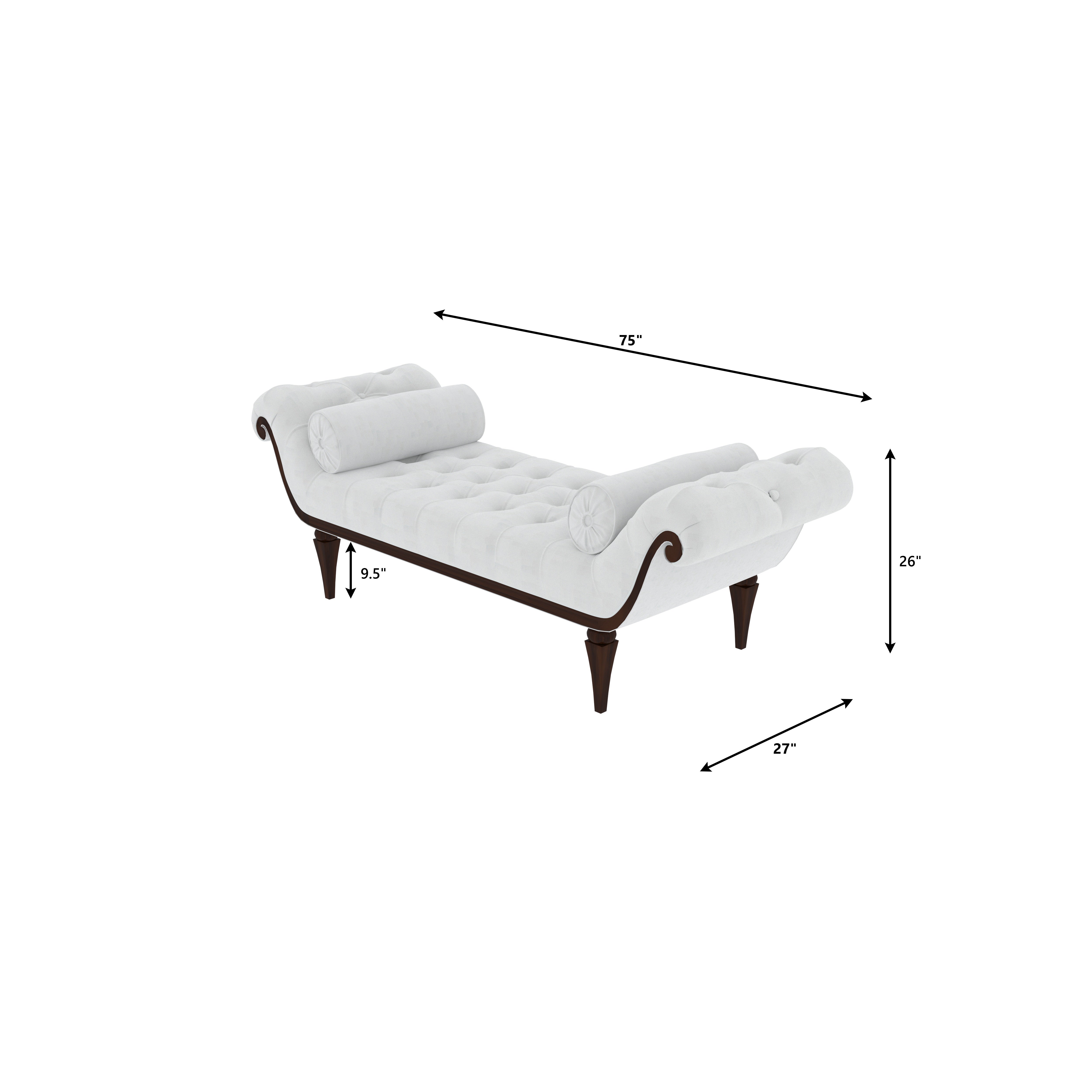 Classic Tufted Daybed Bench with Scroll Arms | Solid Wood Frame & Upholstery Sofa