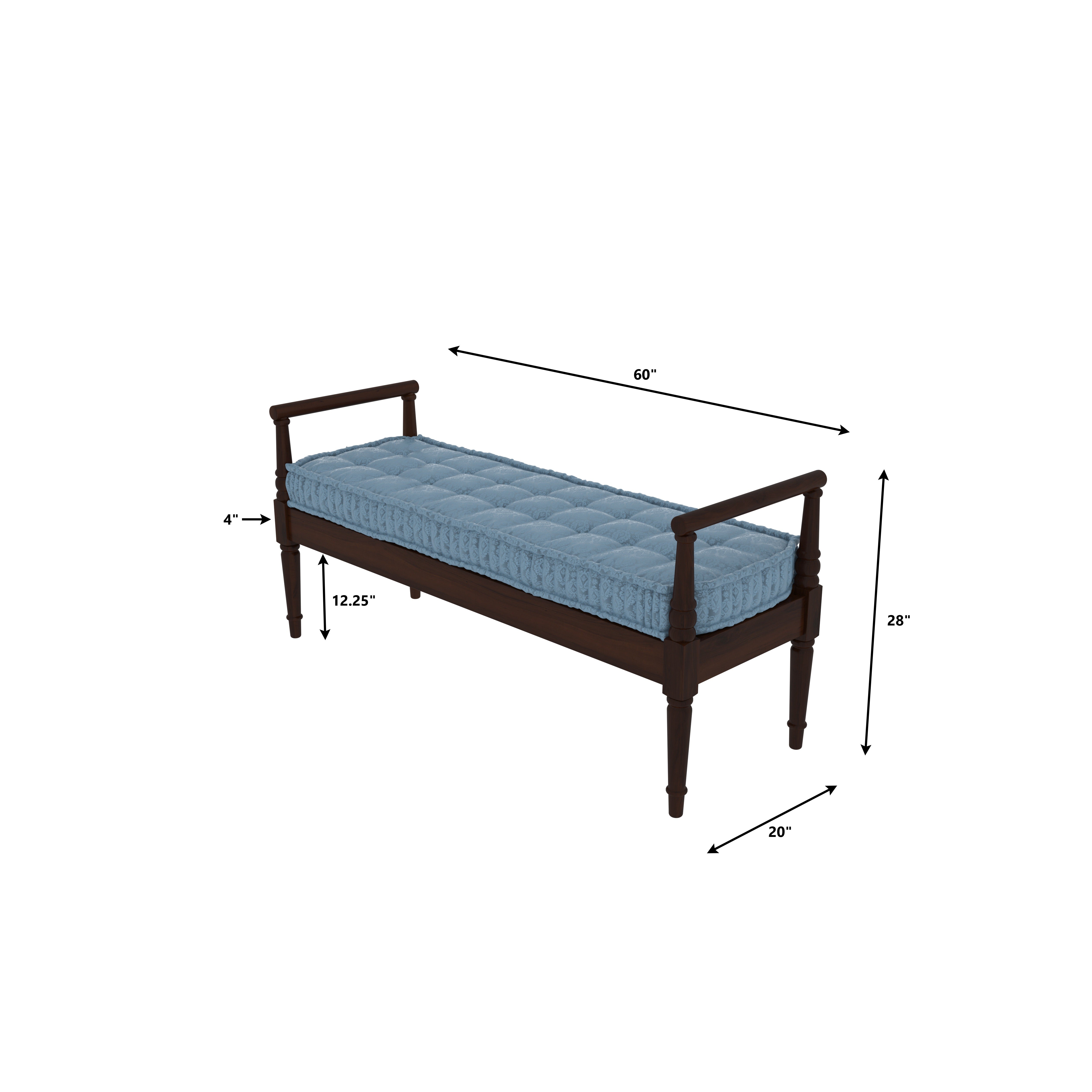 Classic Wooden Bench with Cushion | Handcrafted Design Bench