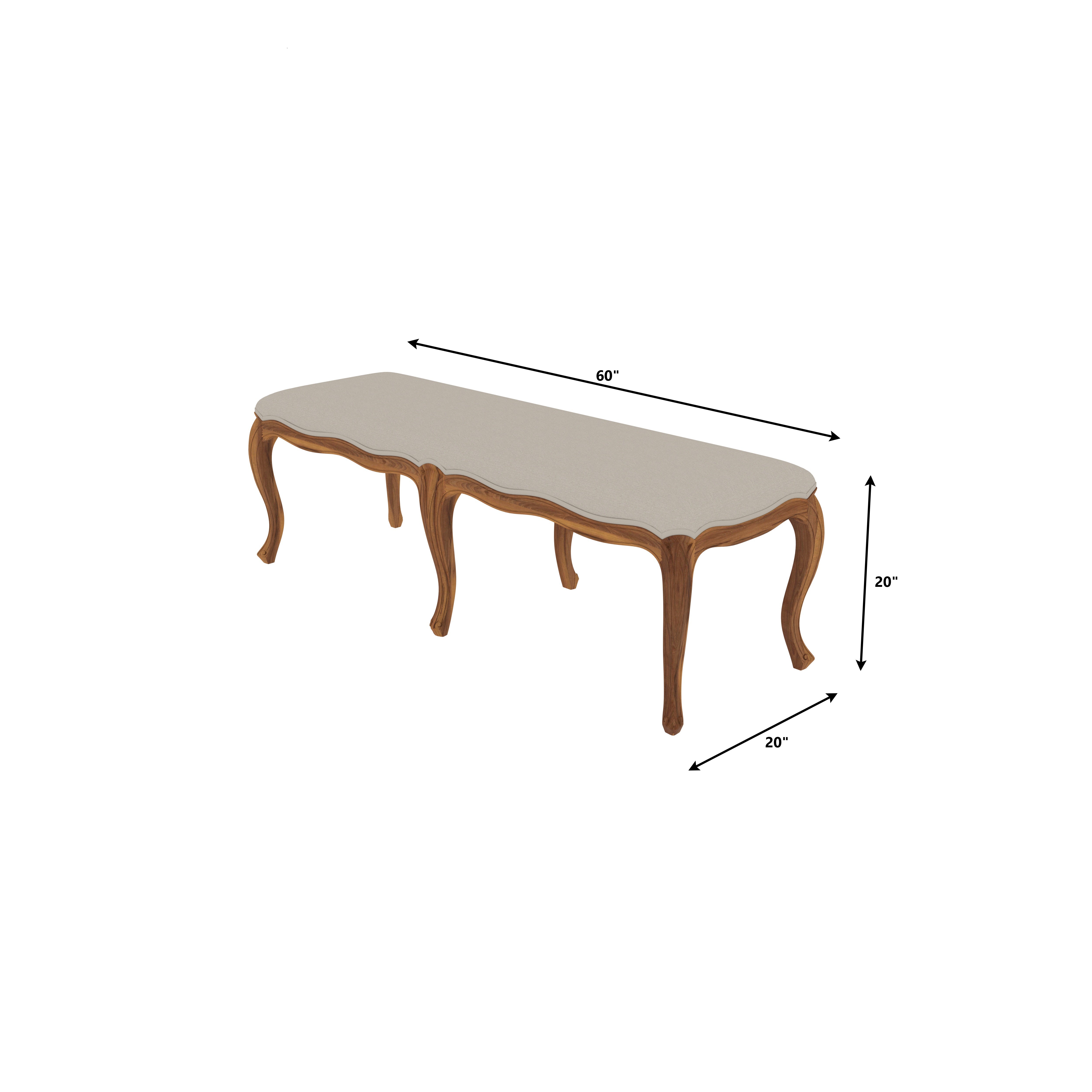 Elegant French Style Bench | Carved Wooden Legs Bench