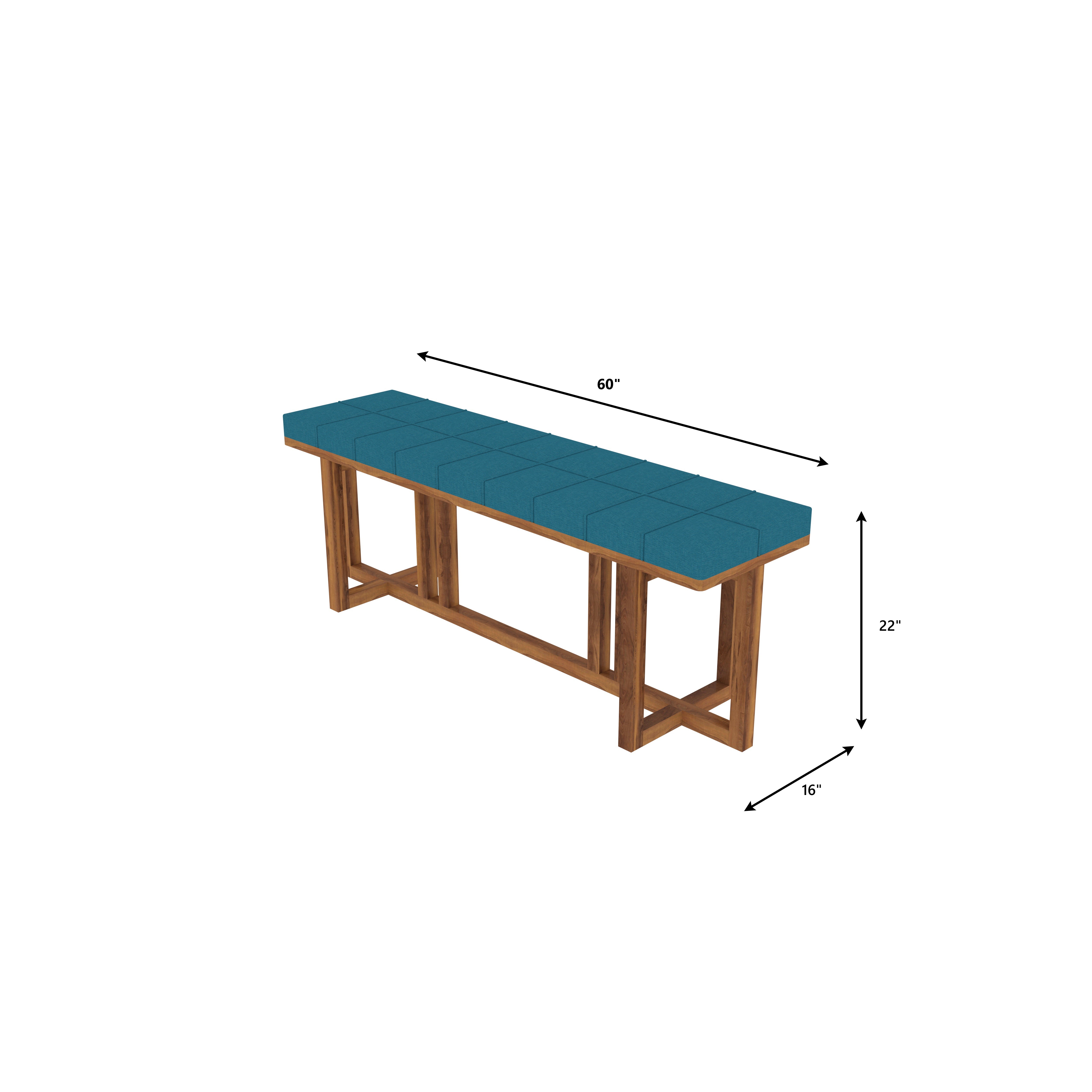 Modern Upholstered Wooden Bench | Teak Wood Dining & Entryway Seating Bench