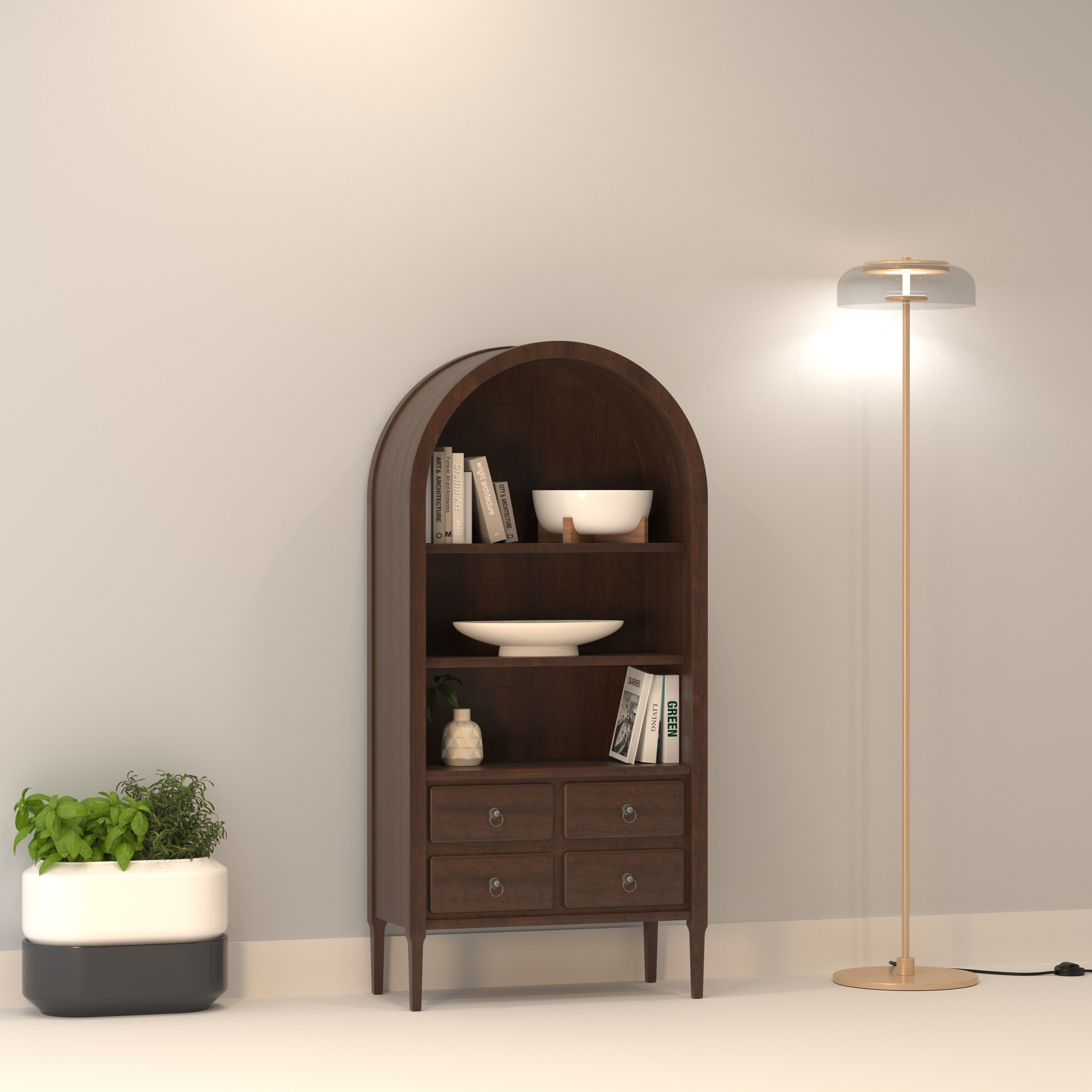 Bellarco Heritage European Luxury Wardrobe with Arched Open Shelving and Elegant Drawer Storage Wardrobe