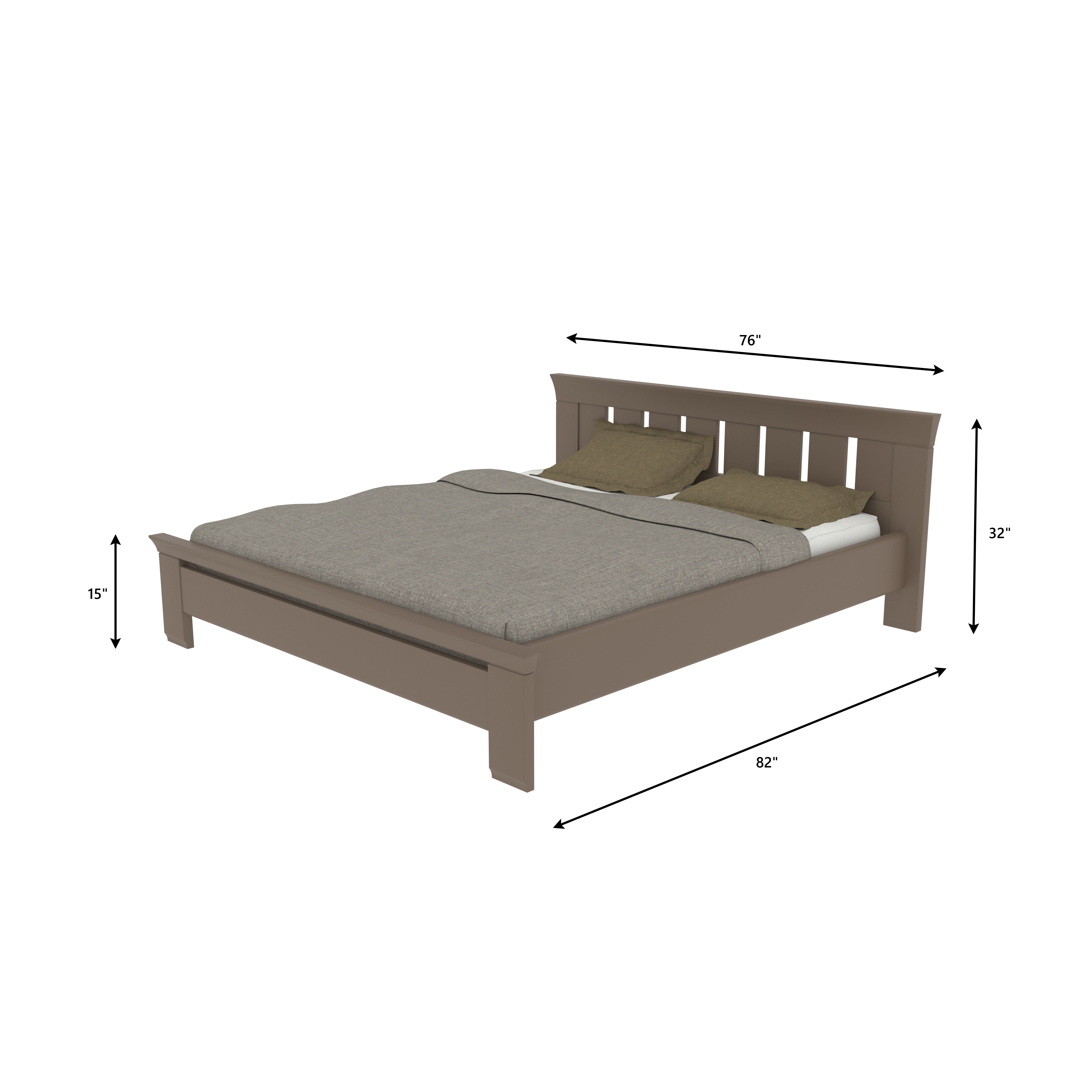 Classic Wooden Bed with Slatted Headboard – Timeless and Sturdy Design Bed