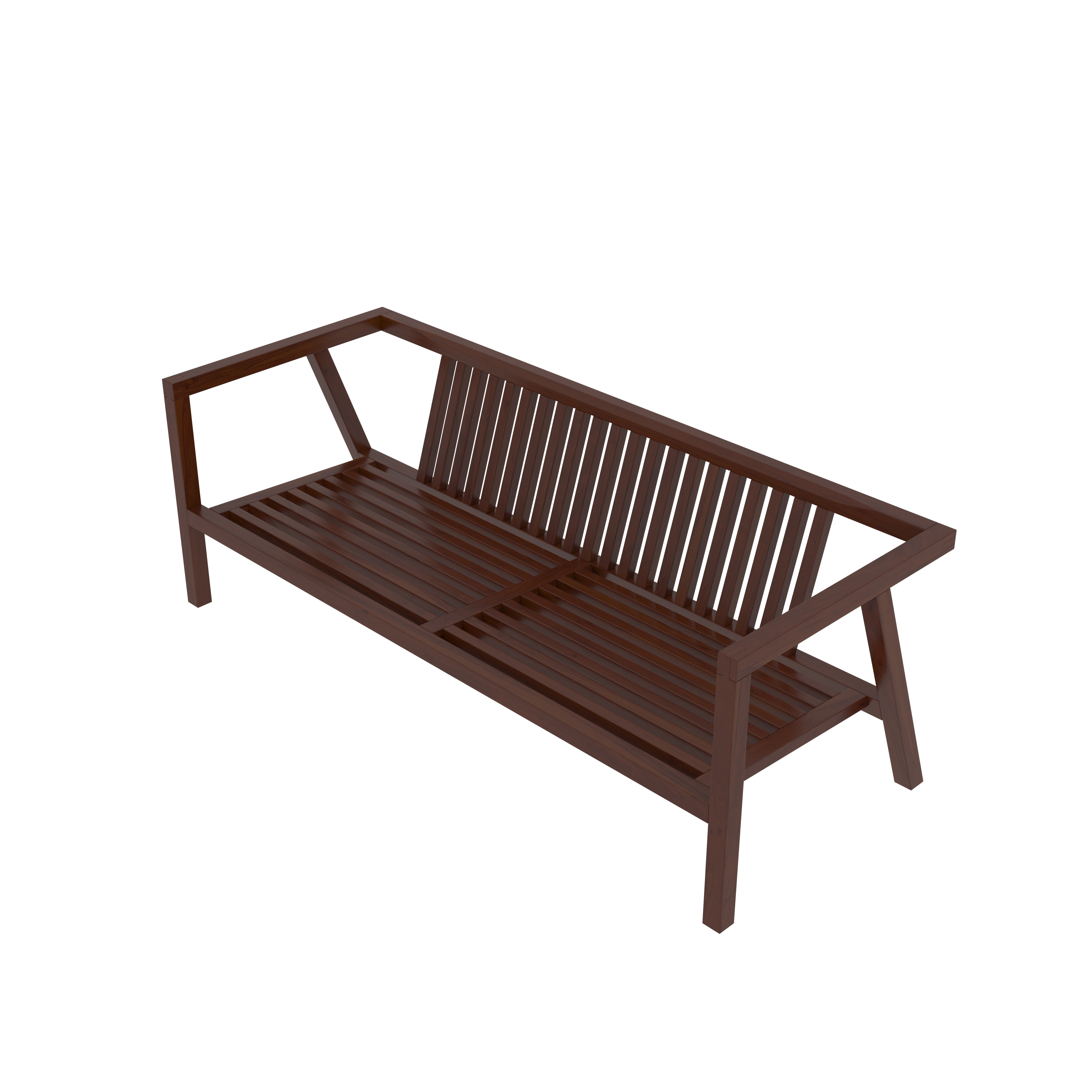 Contemporary Wooden Sofa with Strap-Back Cushions Sofa