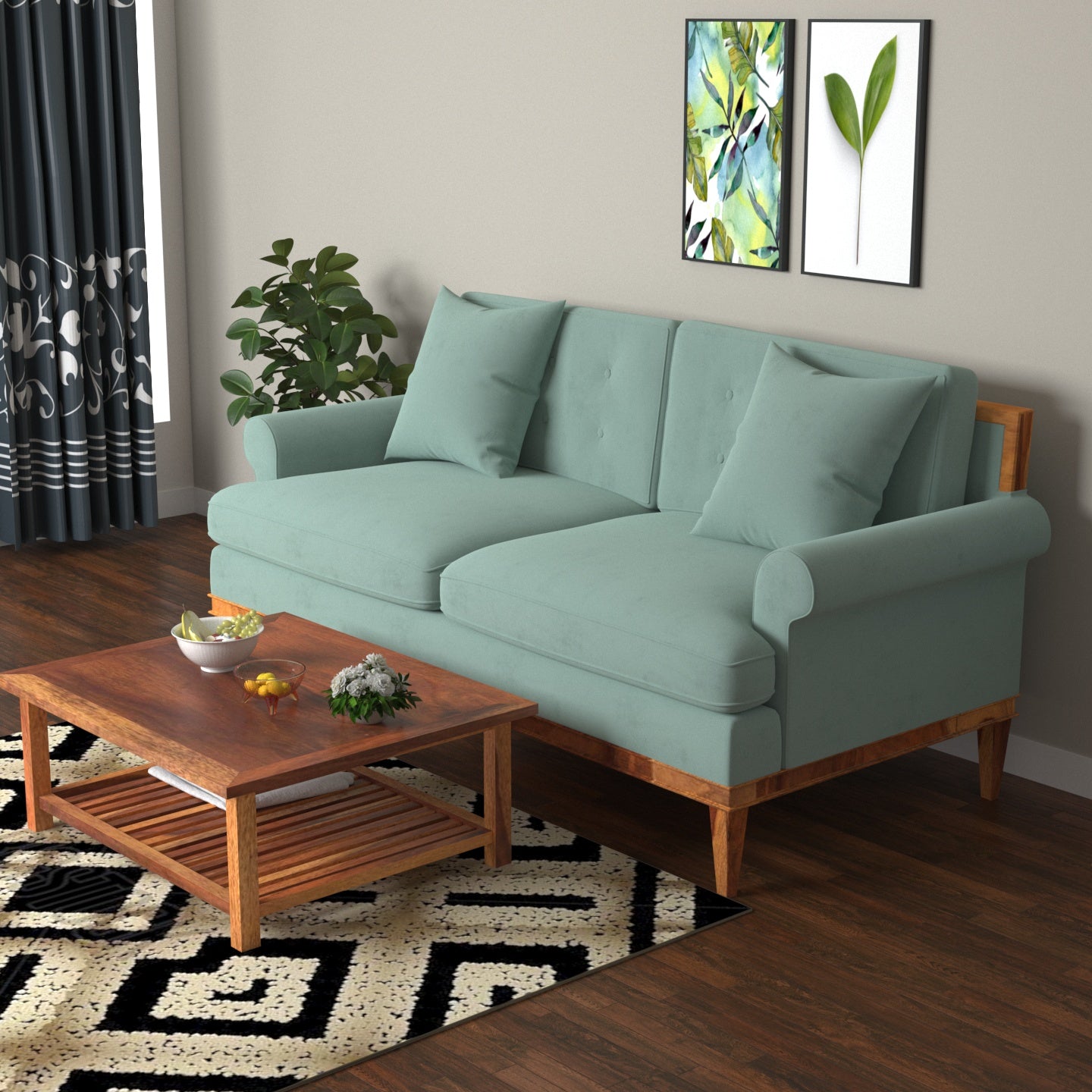 Antique Ocean Shaded Premium 2 Seater Sofa Sofa