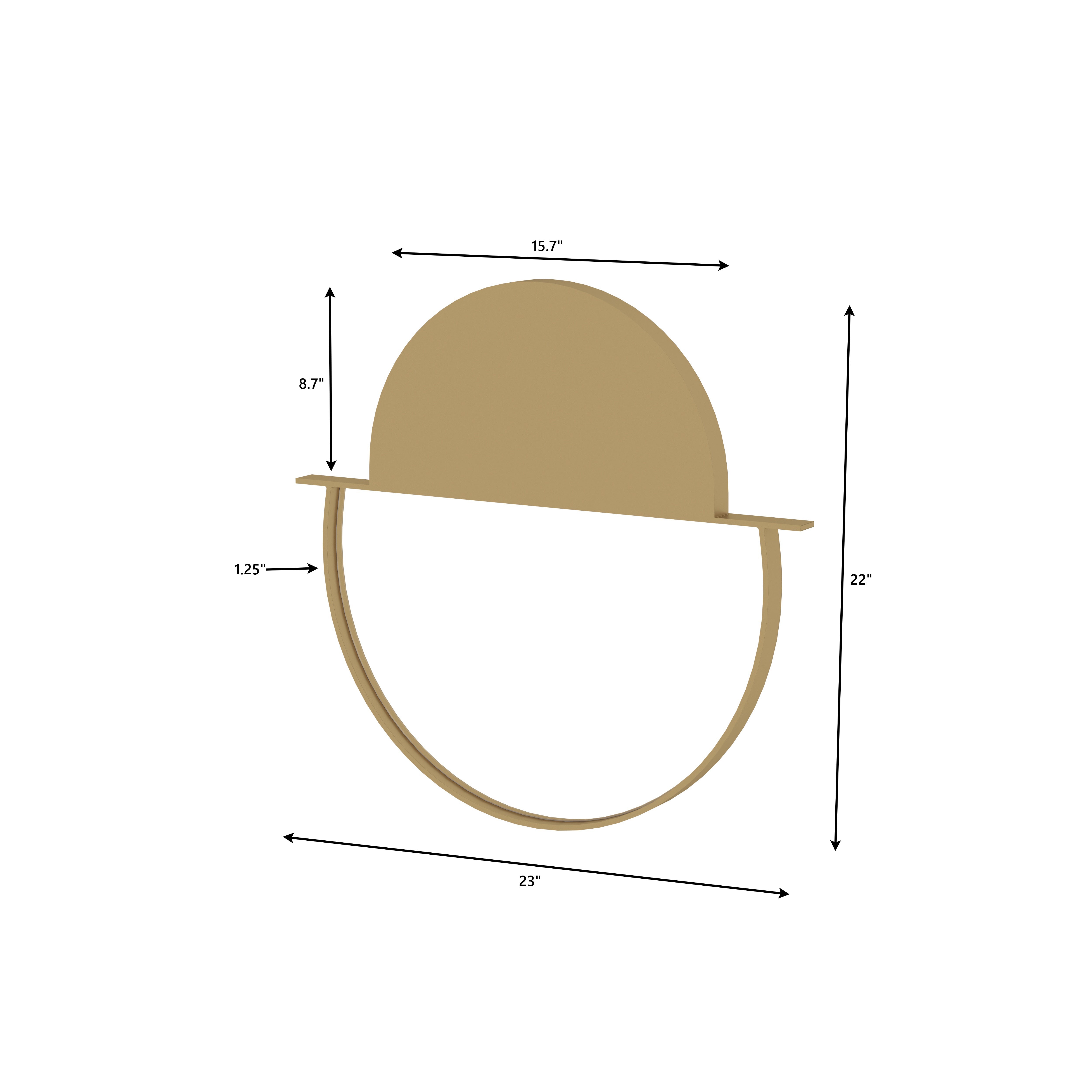 Oval Metal Mirror with Shelf - Gold Frame Wall Mirror Mirror