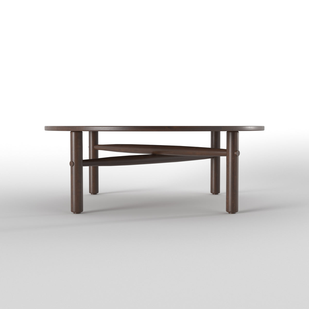 Round Dining Table with Ribbed Base and Curved Armchairs Japanese Dining Set
