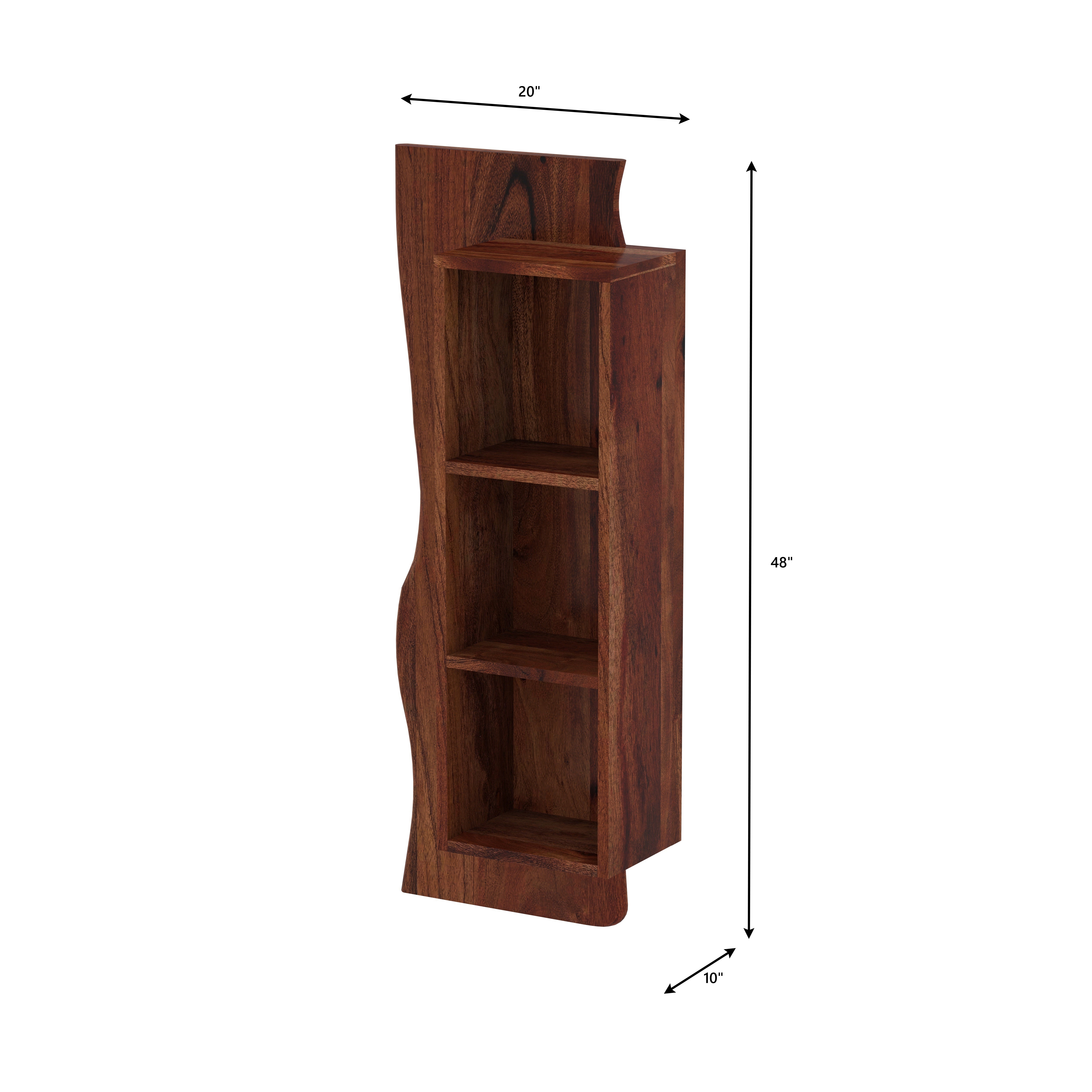 Vertical Wall Shelf with Live Edge Design Wall Rack