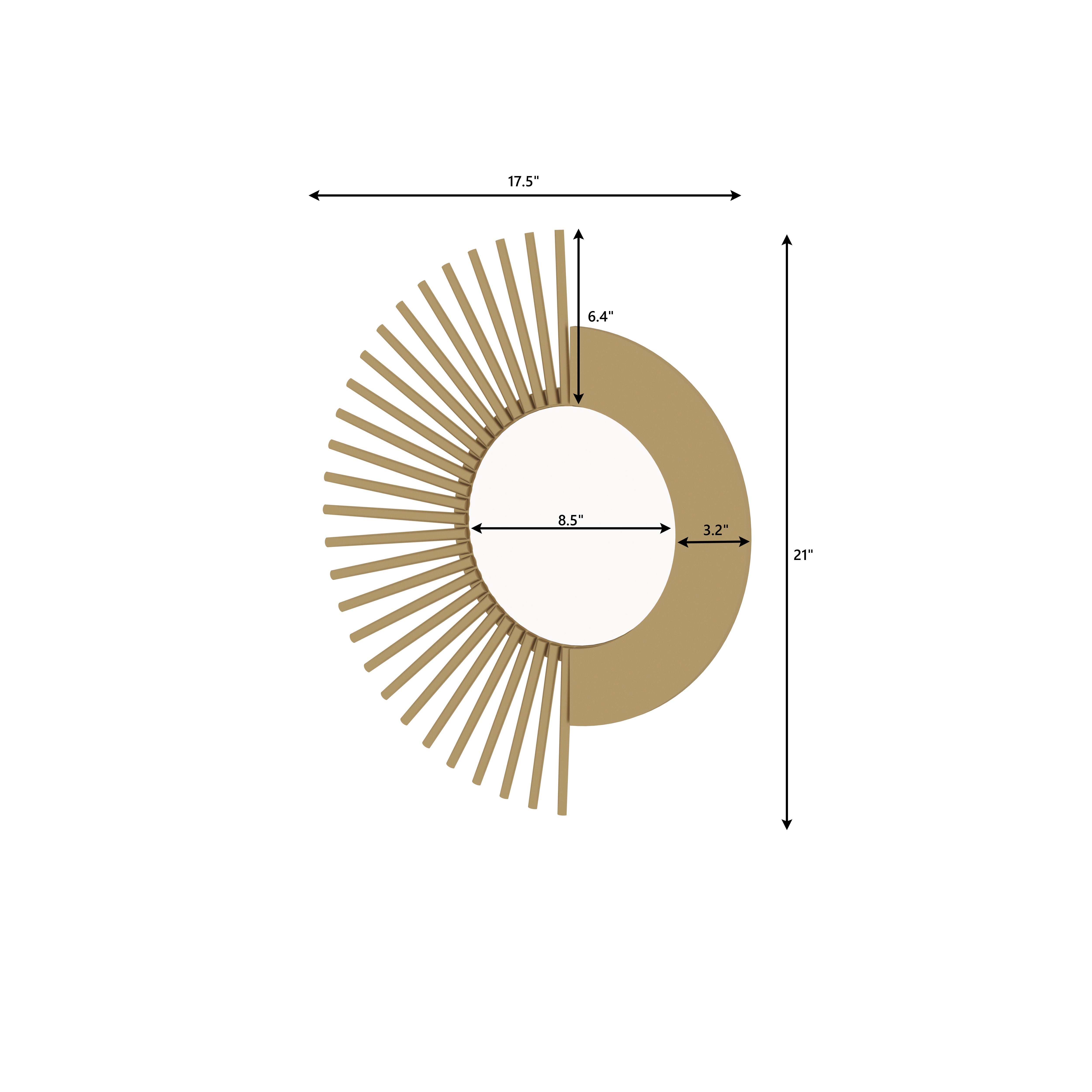 Sunburst Metal Wall Mirror - Gold Decorative Mirror Mirror