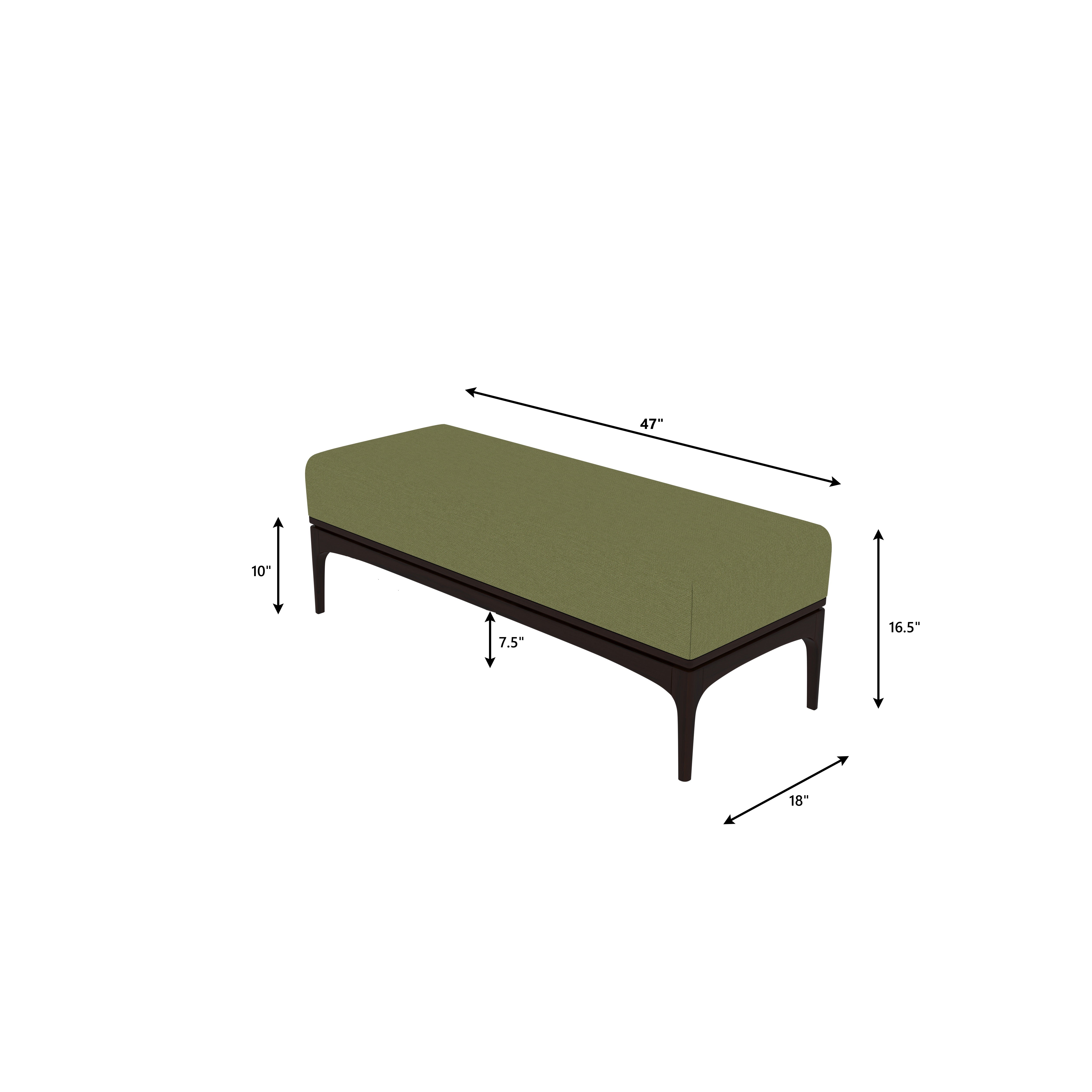 Modern Olive Green Upholstered Bench with Sleek Dark Wood Frame Bench