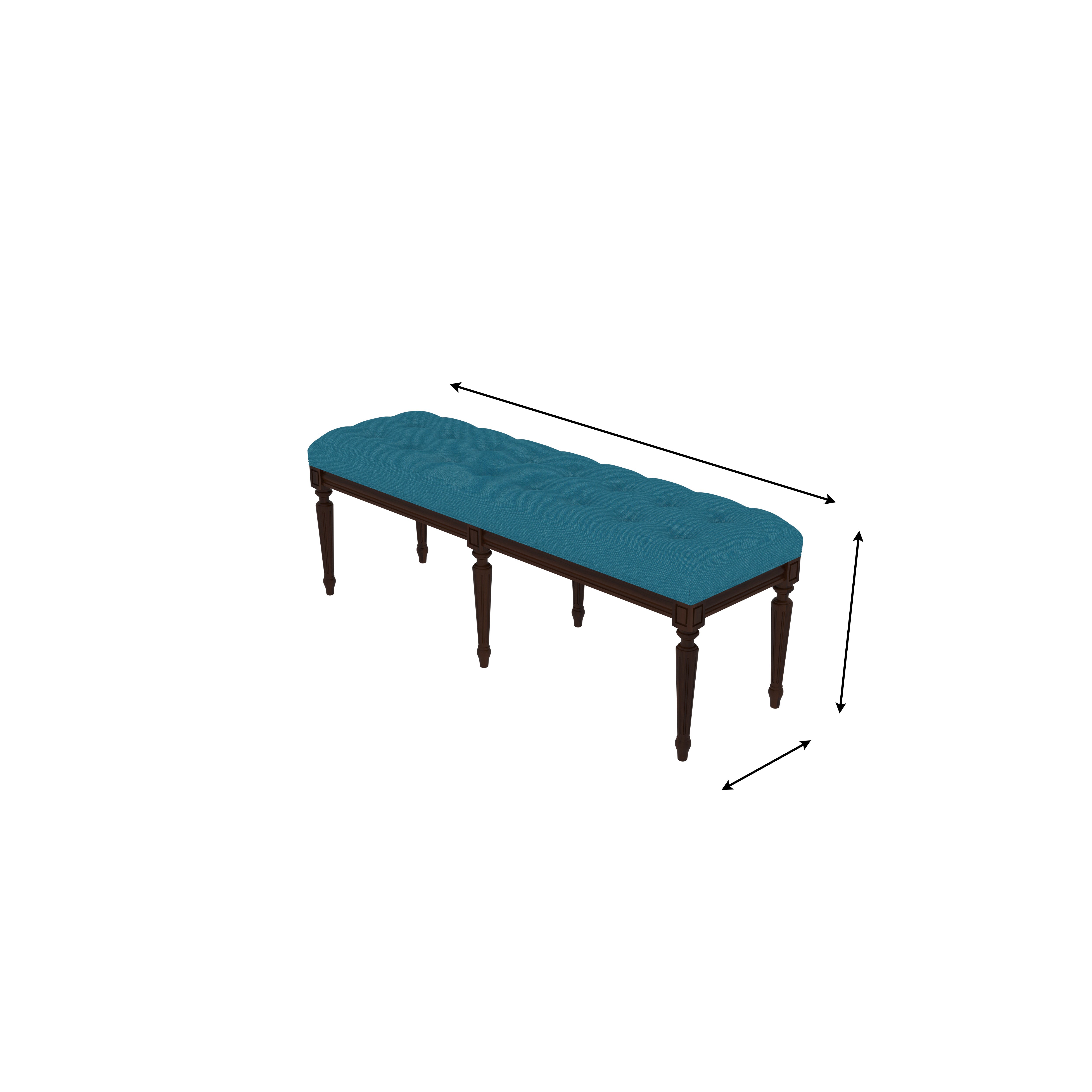Elegant Teal Upholstered Wooden Bench Bench