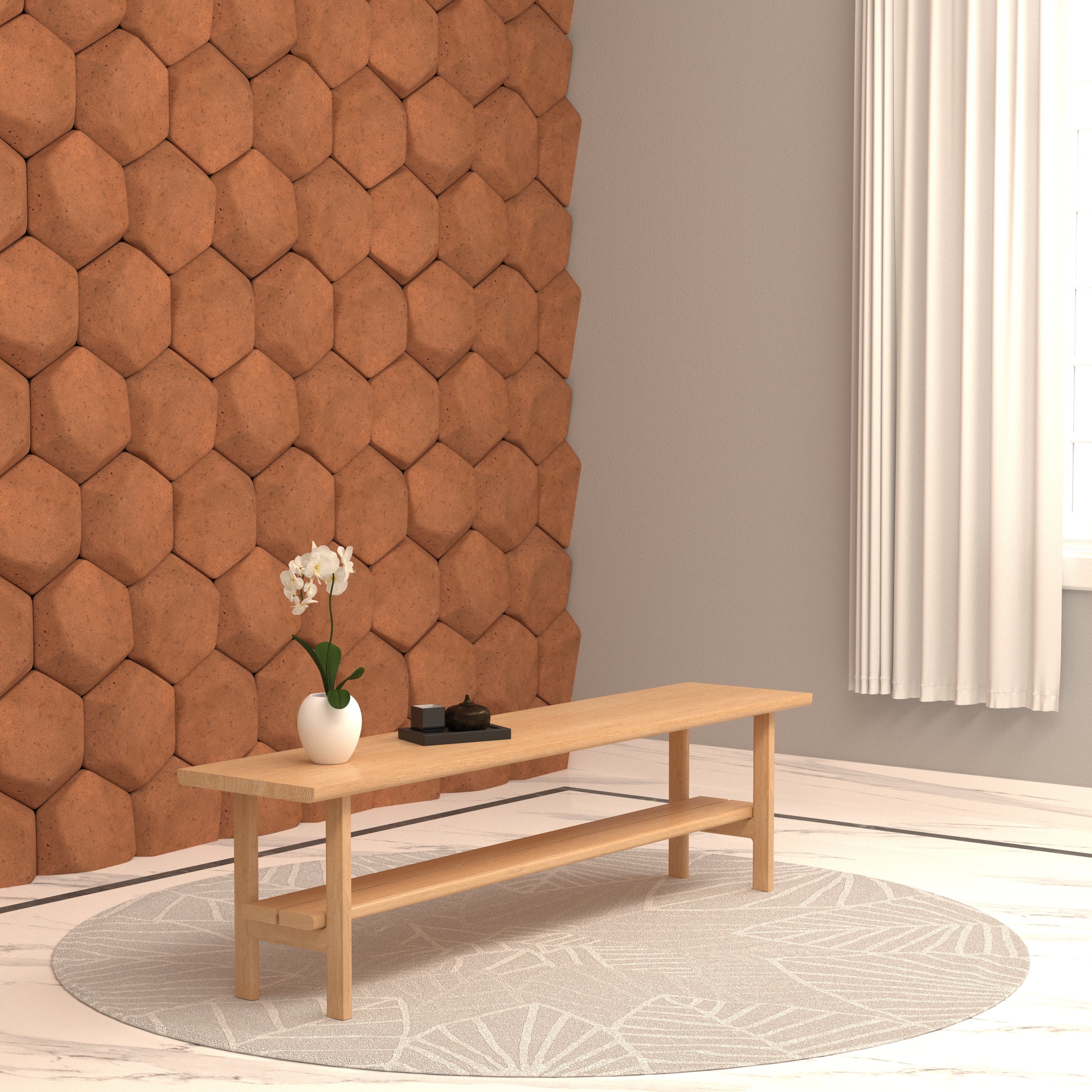 Modern Vintage Soft Natural Finished Handmade Wooden Bench Bench