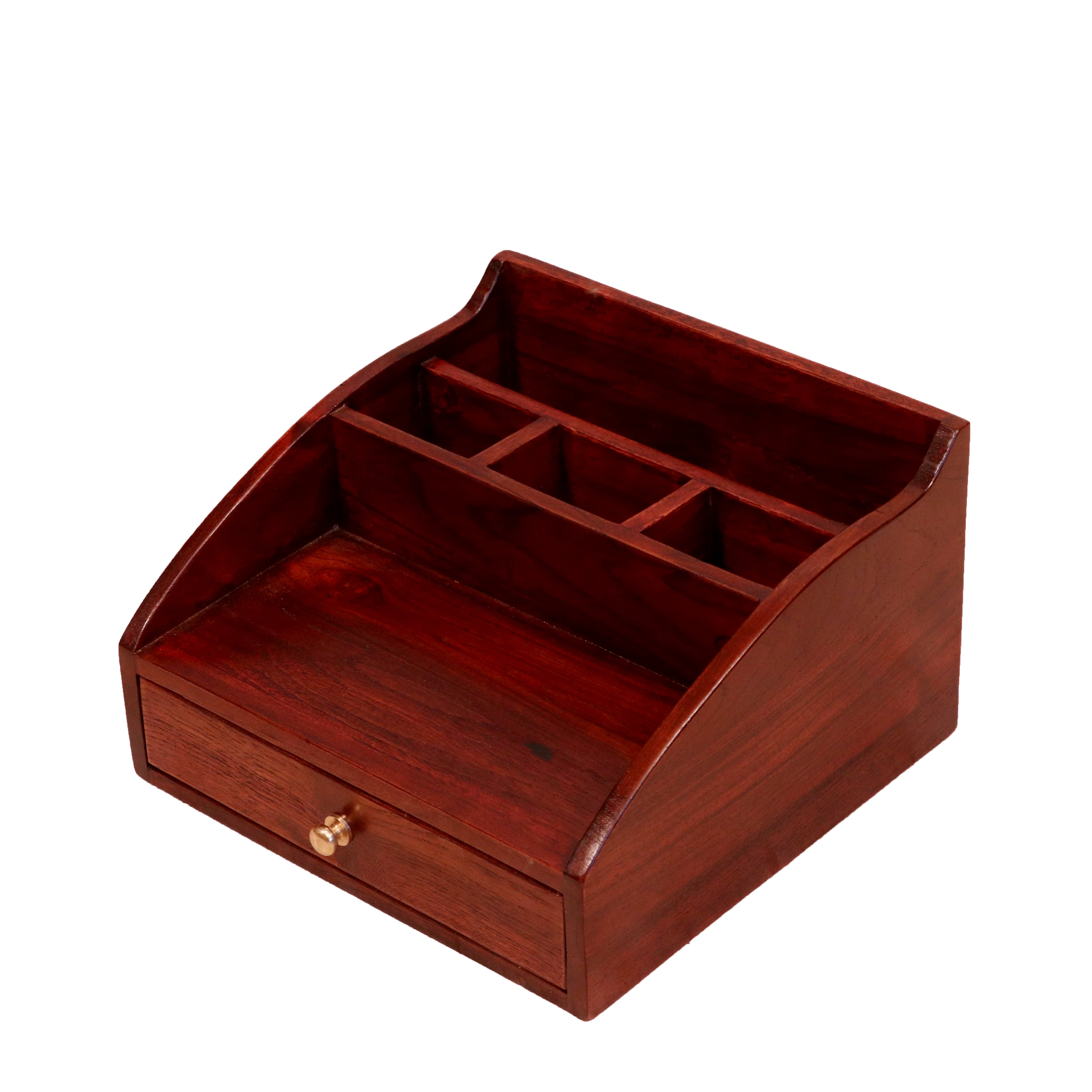 Mahogany Multi Slots Handmade Classic Wooden Desk Organizer for Office Desk Organizer