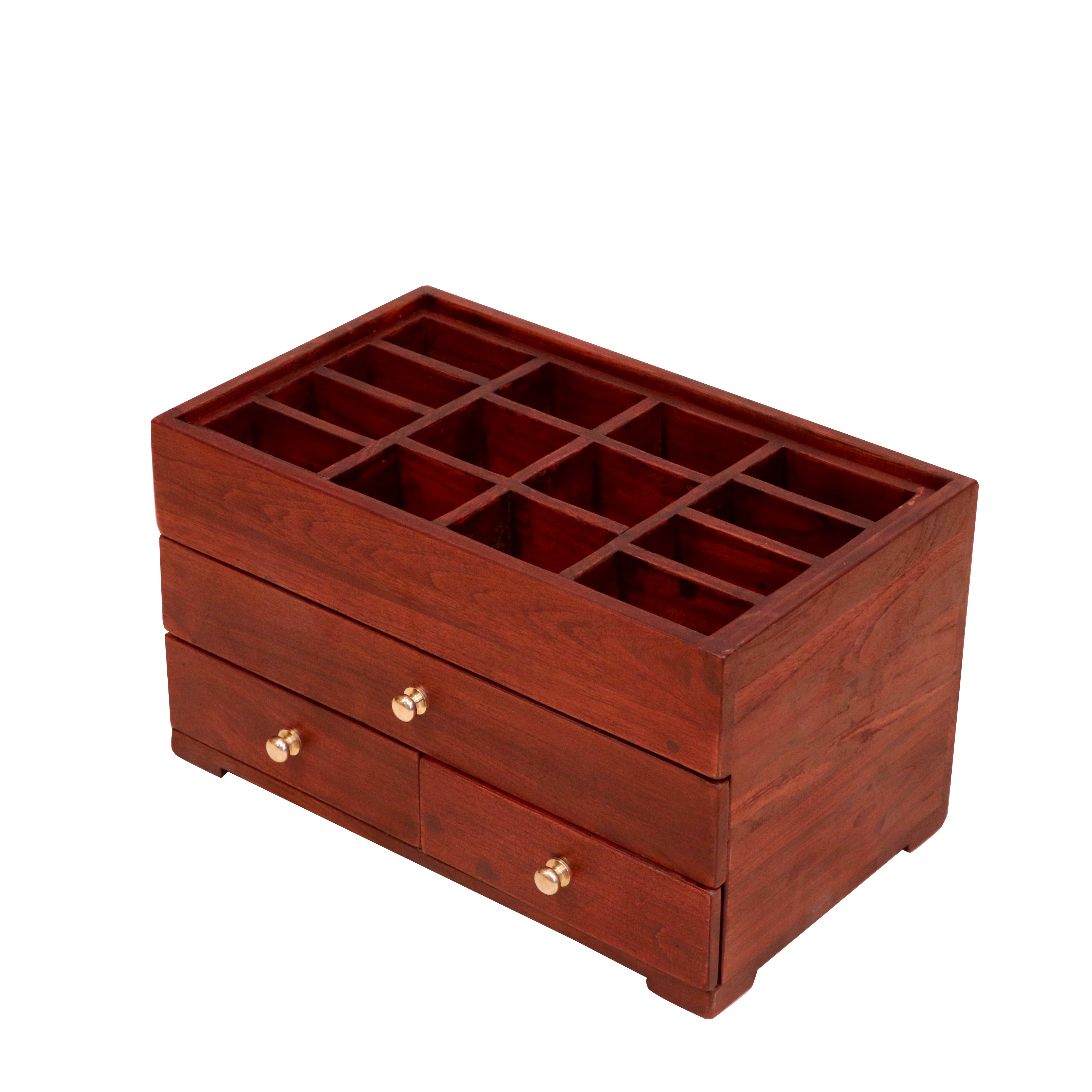 Constructive Multi-Slots with Multi-Drawers Handmade Wooden Desk Organizer for Home Desk Organizer