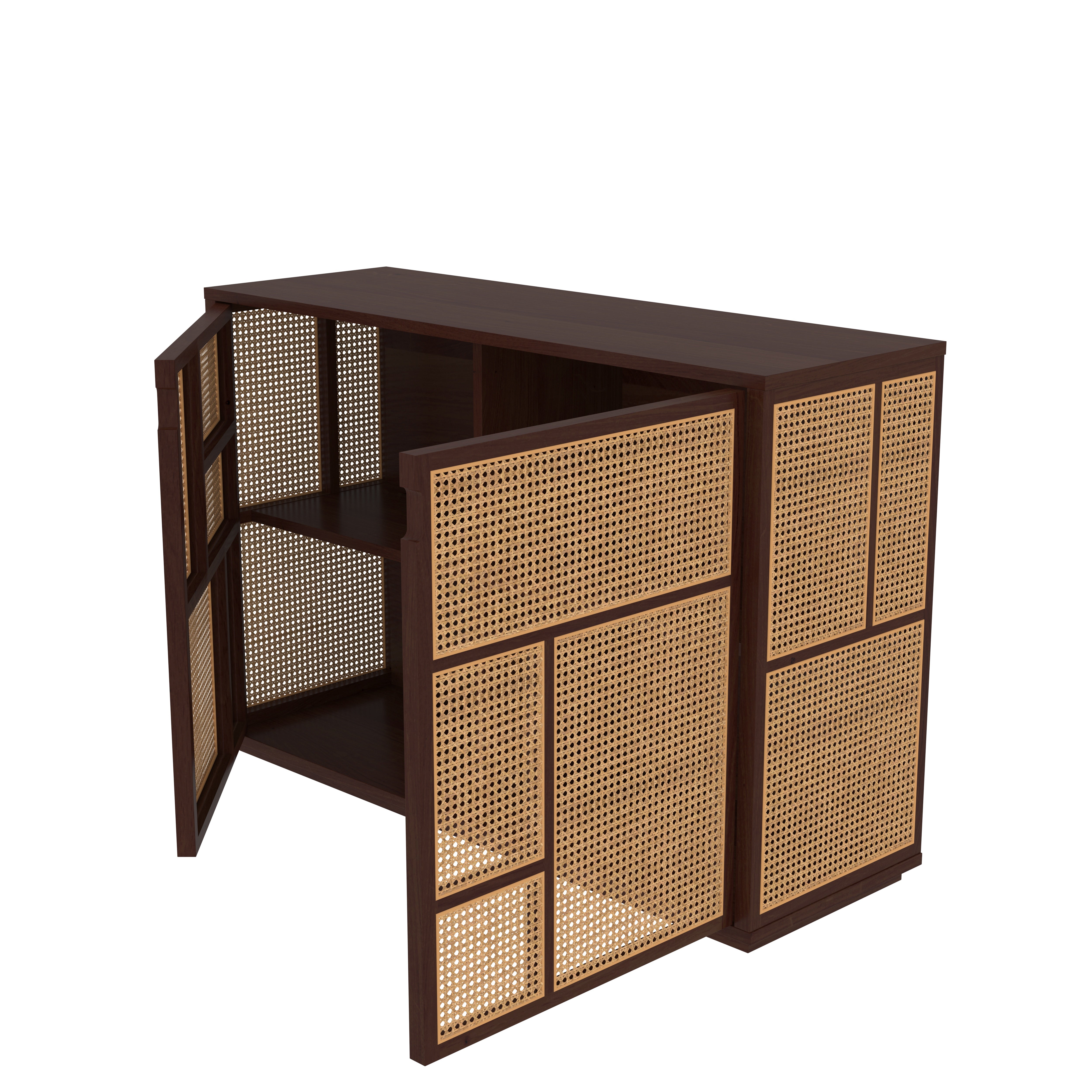 Traditional Heritage Cane Finished Wooden Handmade Cupboard Cupboard