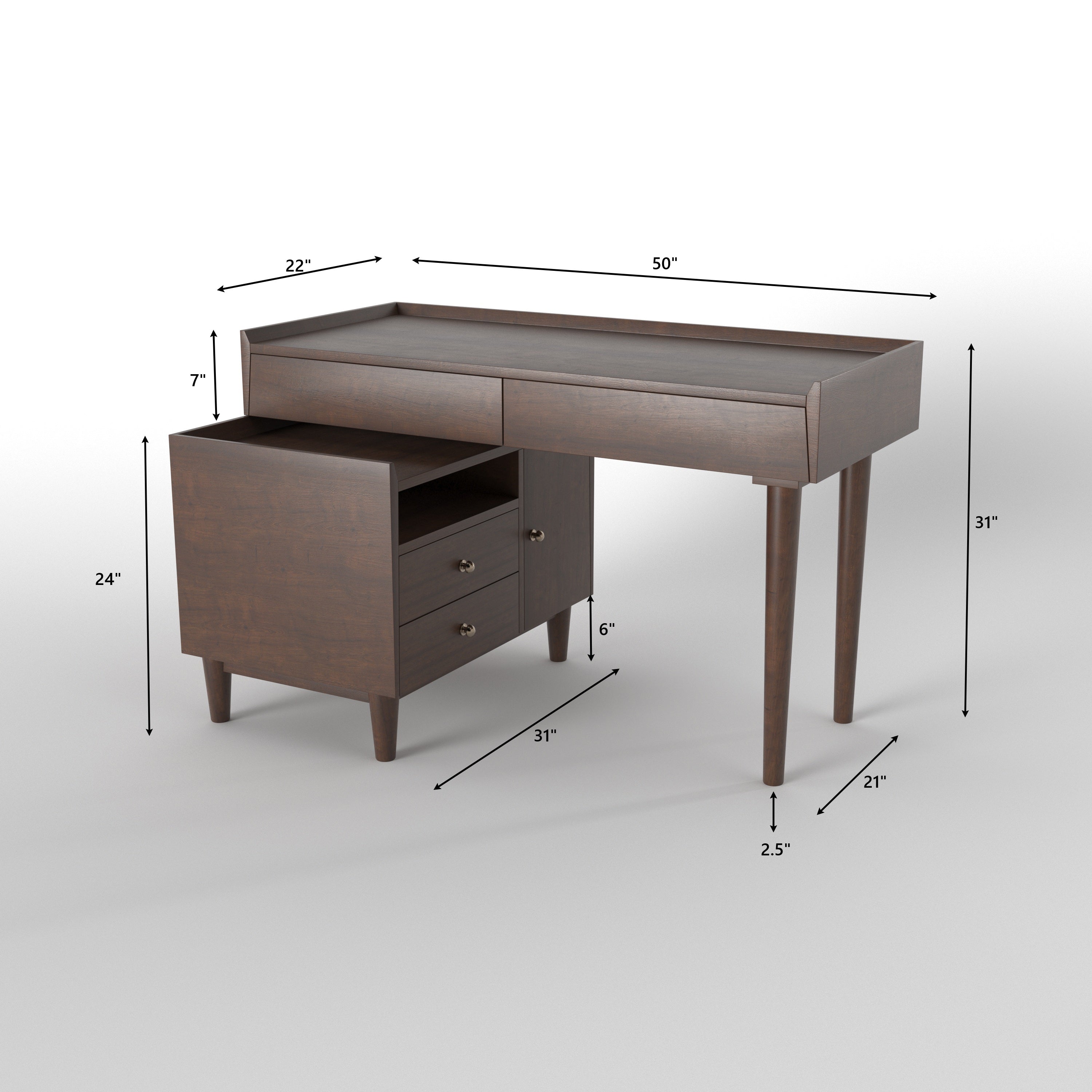 Minimalist Writing Desk with Integrated Storage Cabinet Study Table