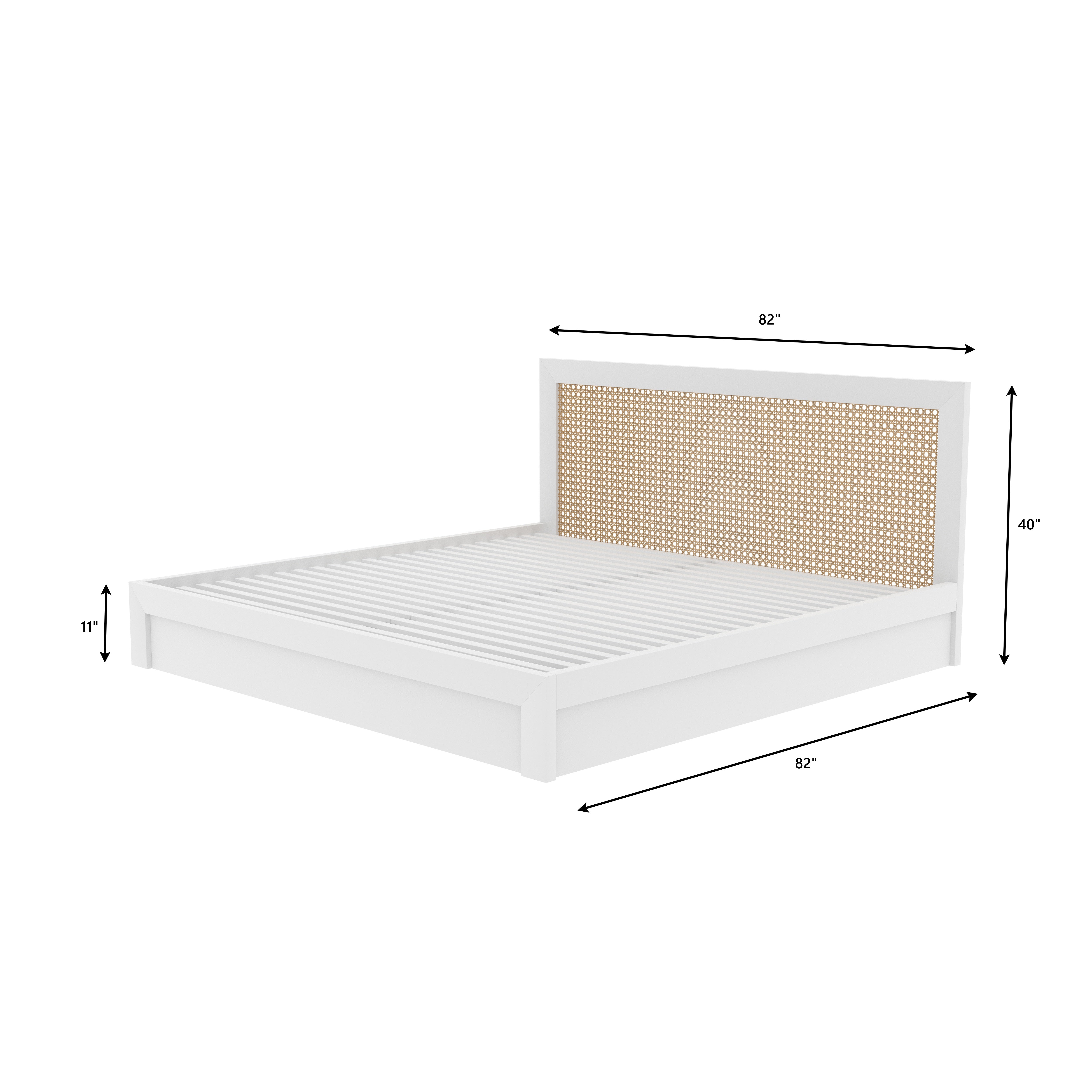 Stockholm Platform Bed with Full Cane Headboard Bed