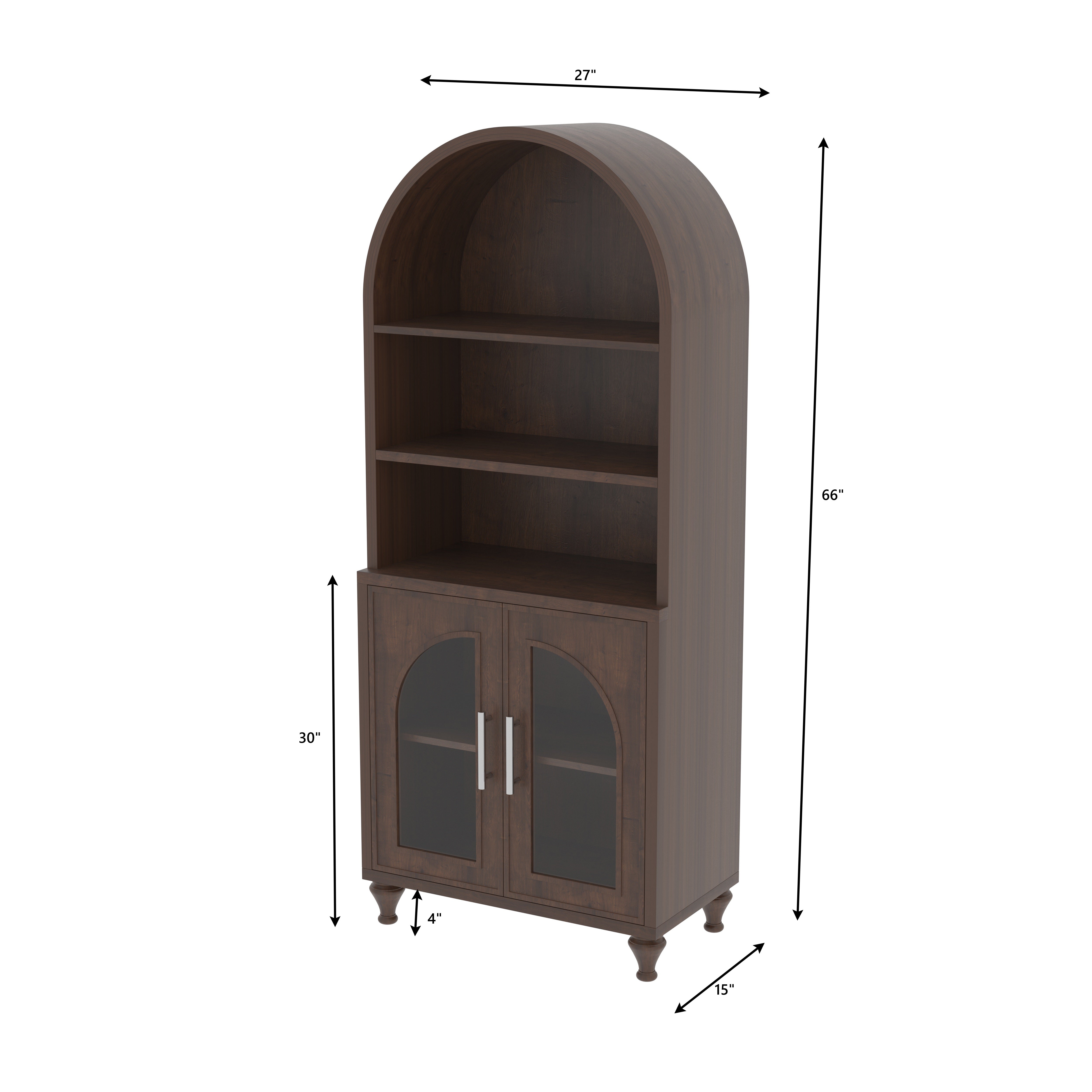 Rovello Arco European Luxury Wardrobe with Grand Arch Display Shelves and Glass Door Cabinet Storage Wardrobe