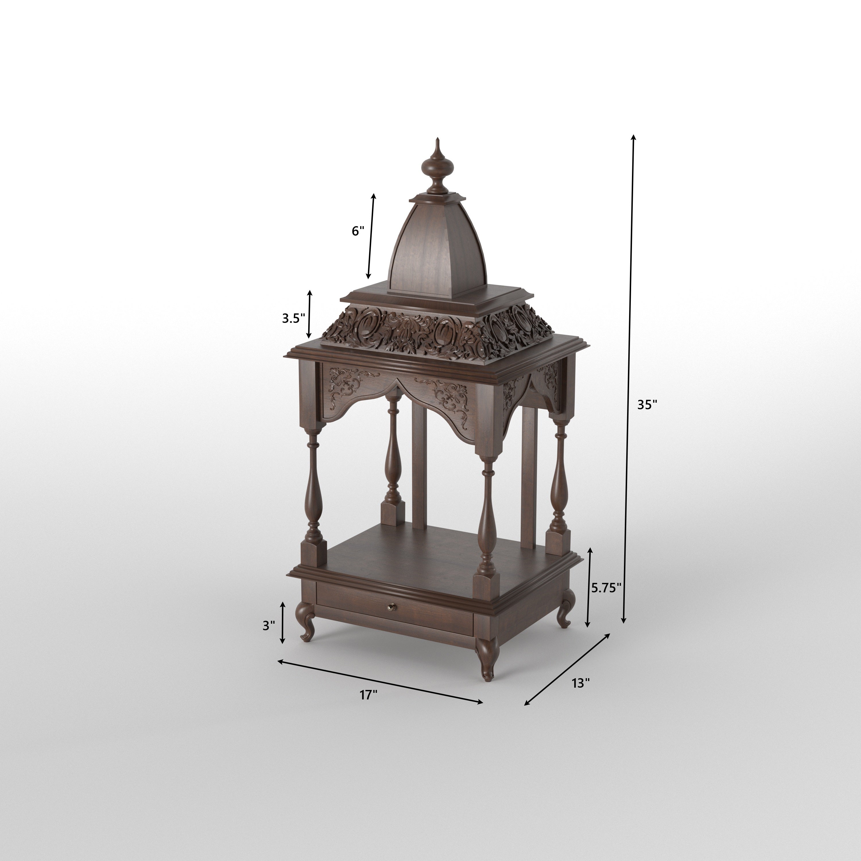 Luxury Tabletop Temple Mandir with Ornamental Dome Design Temple