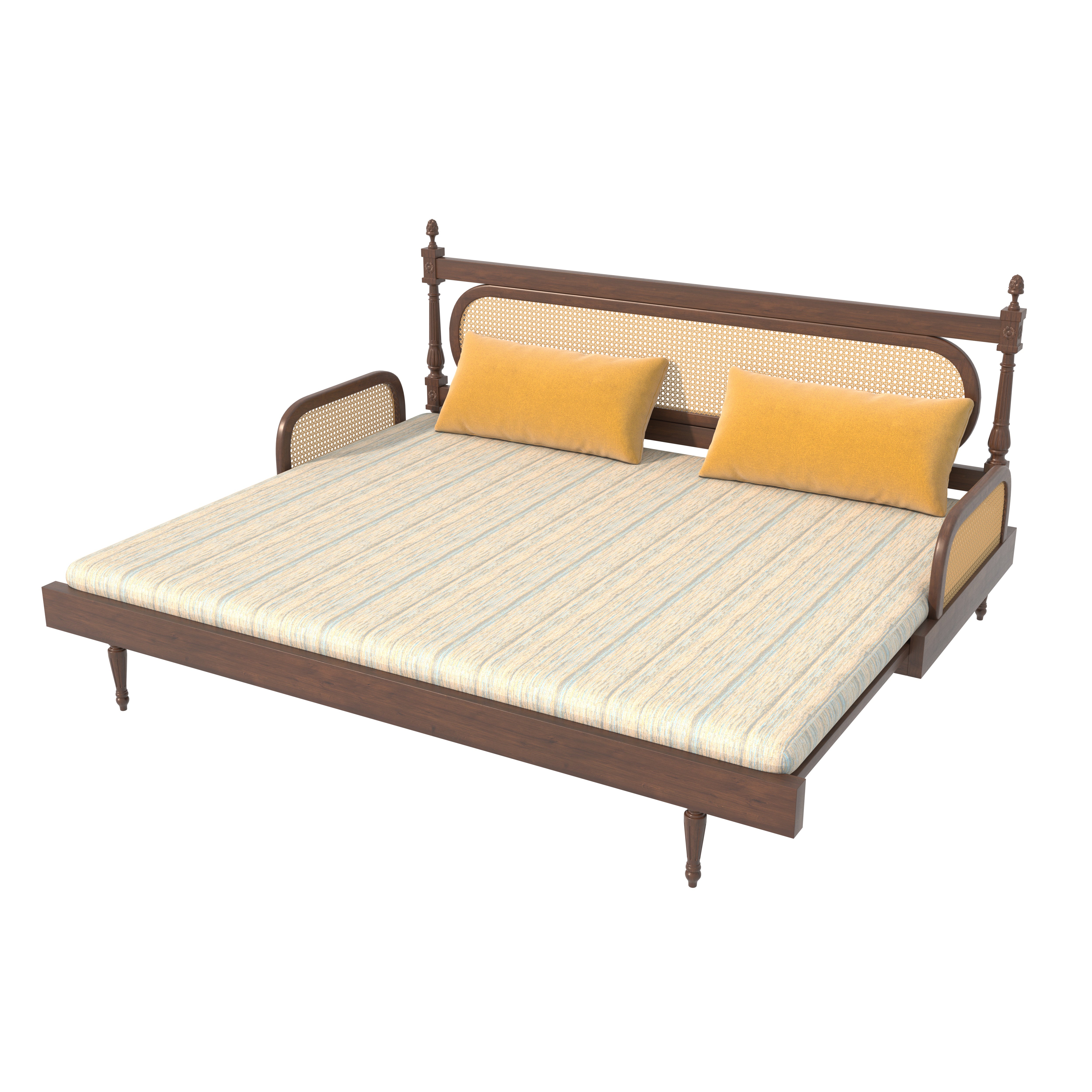 Elegant Cane-Style Day Bed with Cushioned Backrest for Indian Homes Sofa cum bed