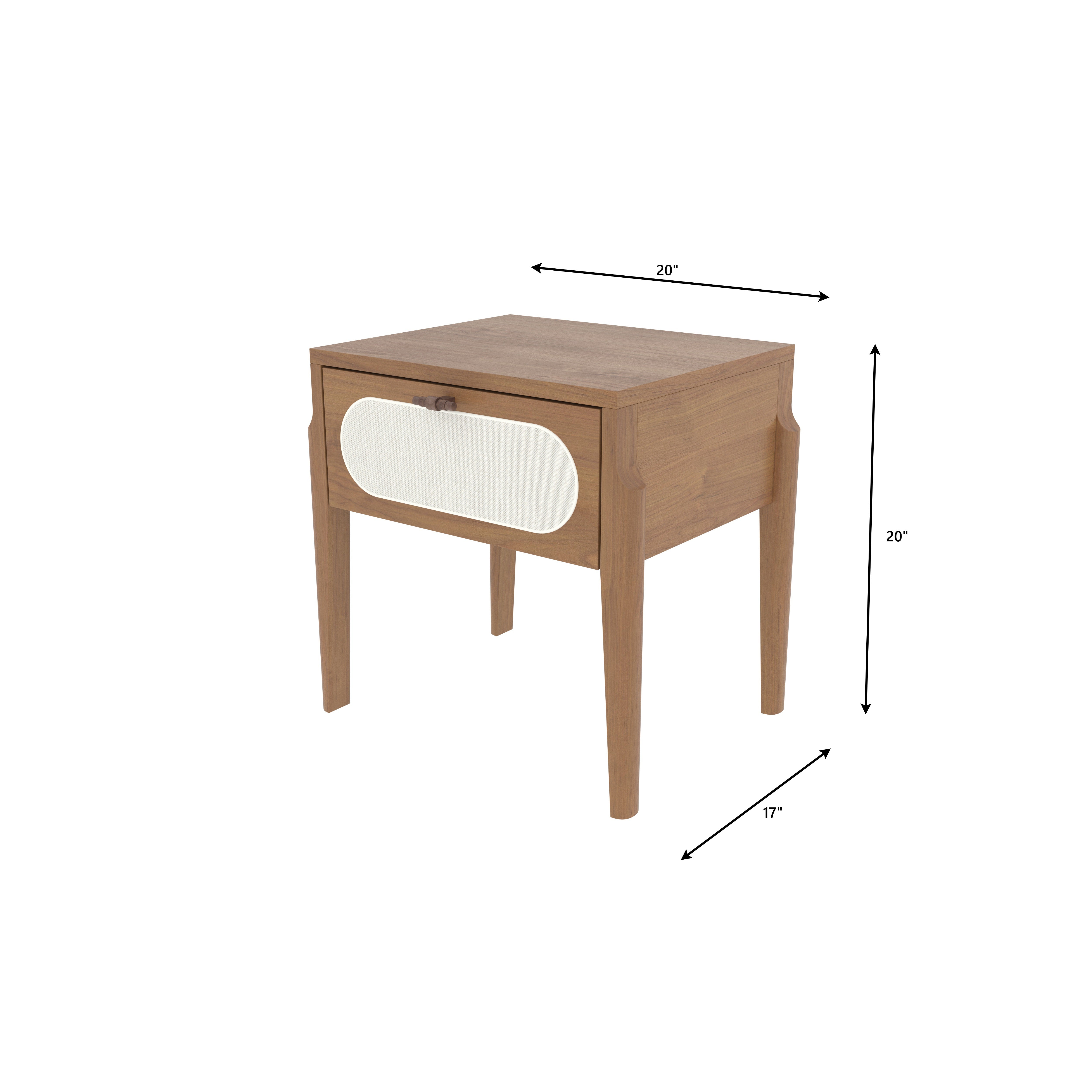 Cane Webbing Bedside Table - Mid-Century Modern Storage Bedside