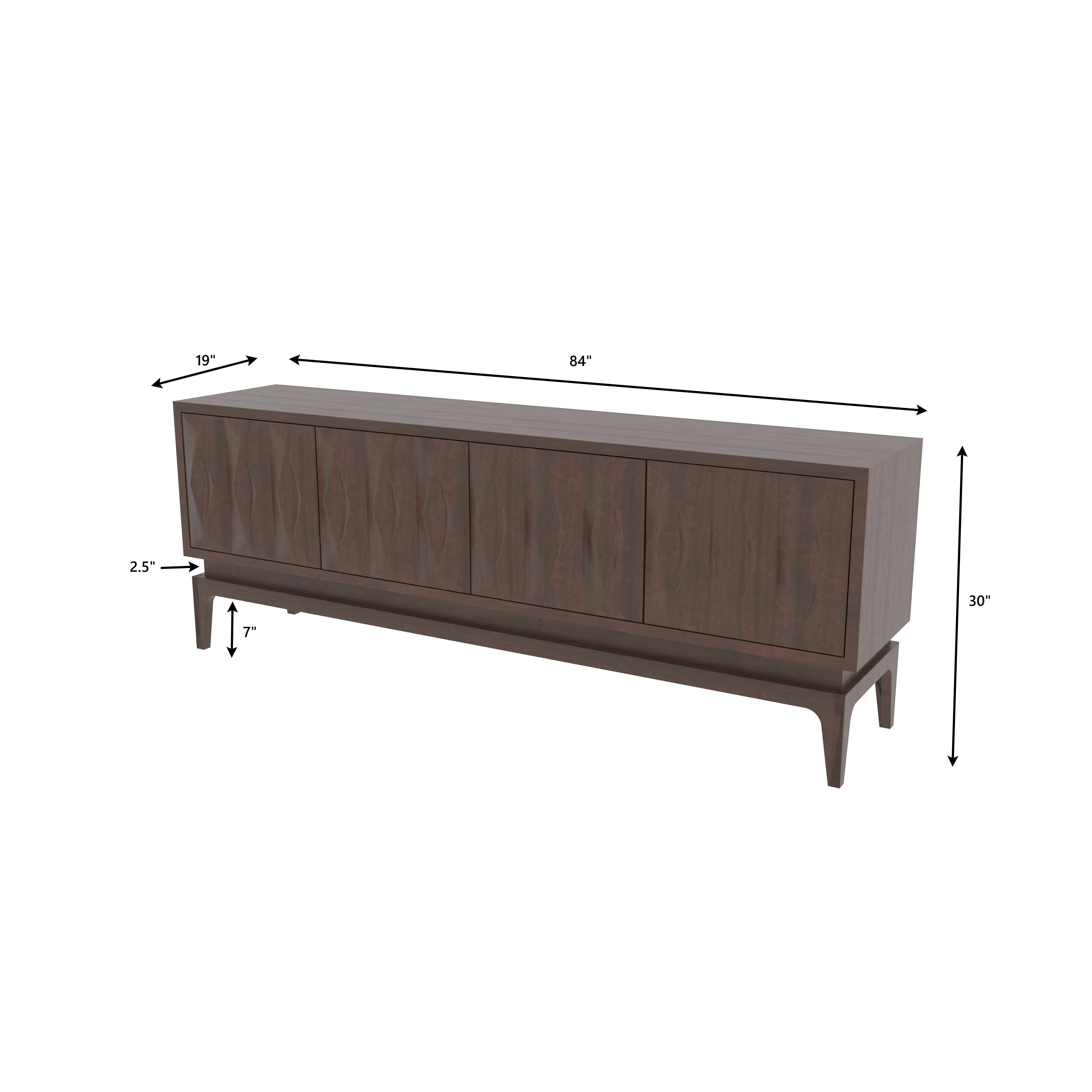 Vertical Grooved Wooden TV Stand - Mid-Century Modern Media Console Tv stand